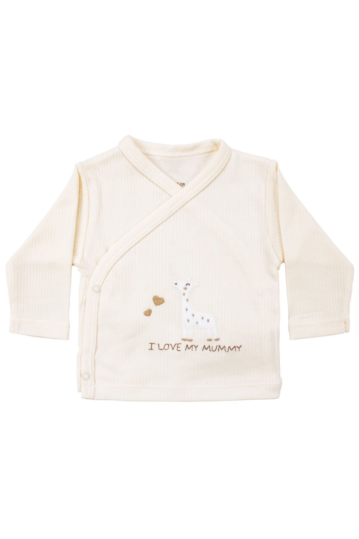 Unisex Ekru Zürafa Nakışlı 5 Parça Hastane Çıkış Seti