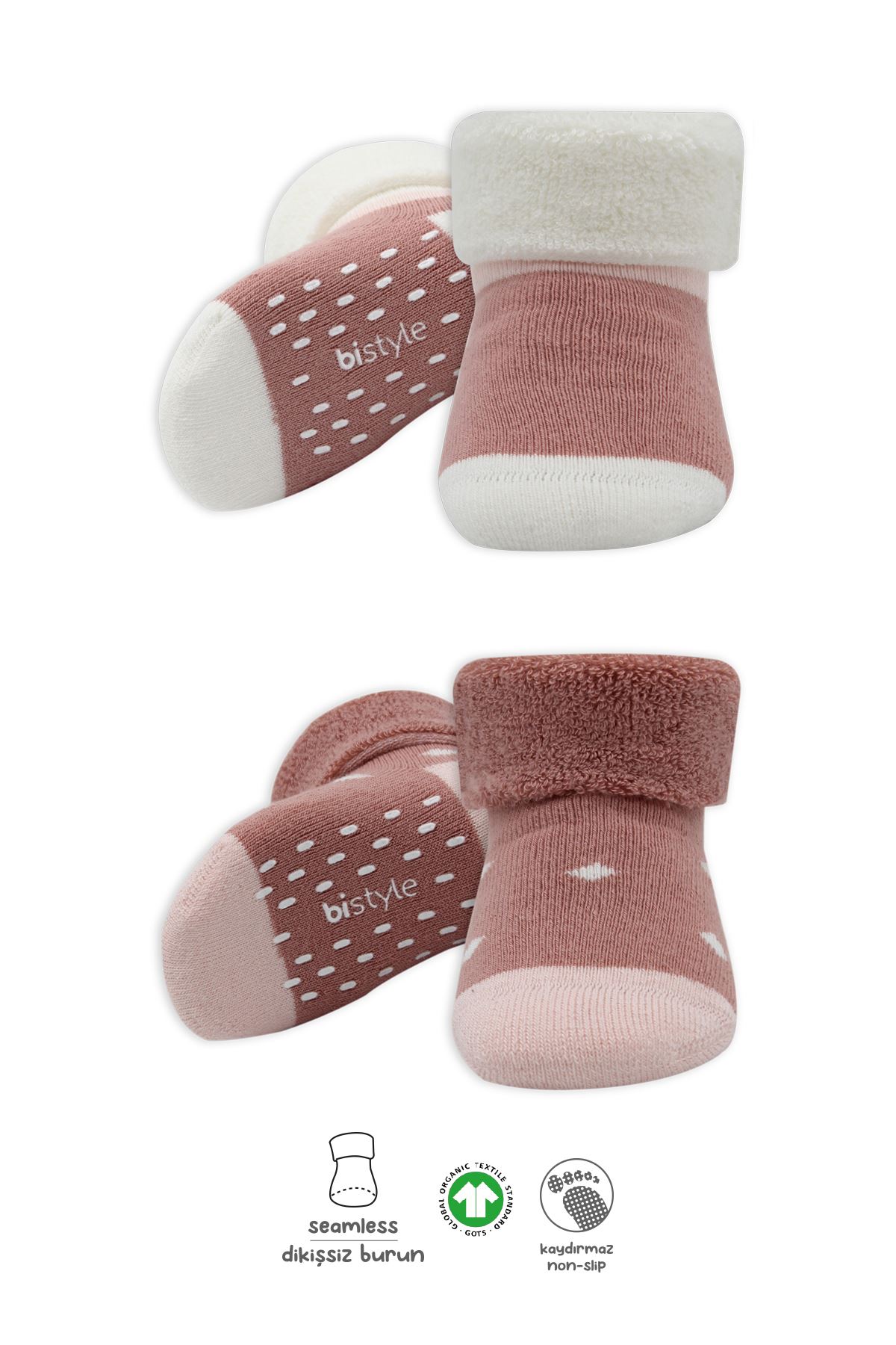 Bi̇style 2'li Havlu Soket Kaymaz Point Gi̇rl 10505 Pudra Pembe