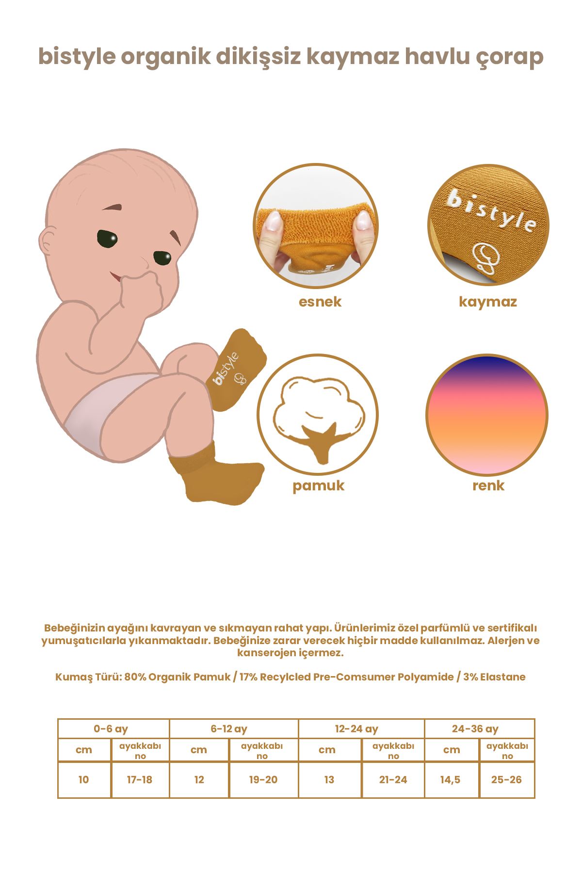 Bi̇style 2'li Havlu Soket Kaymaz Point Boy 10506 Hardal