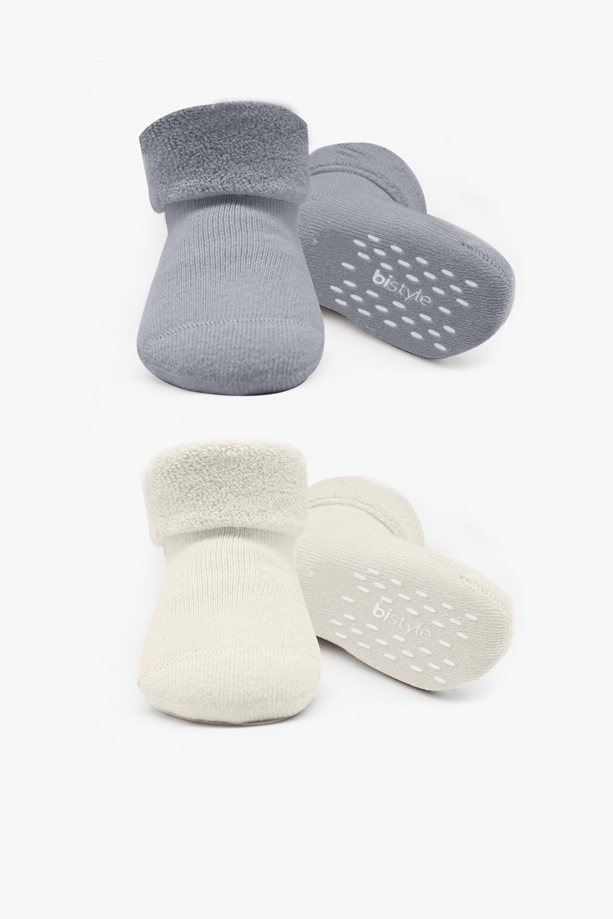 Bi̇style 2'li Havlu Soket Kaymaz Basic Boy 10508 Gri
