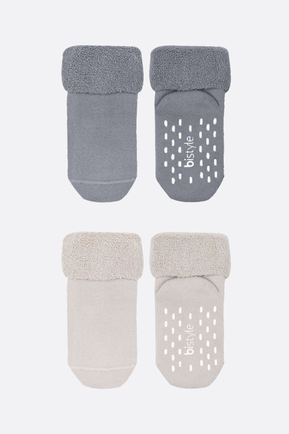 Bi̇style 2'li Havlu Soket Kaymaz Basic Boy 10508 Gri