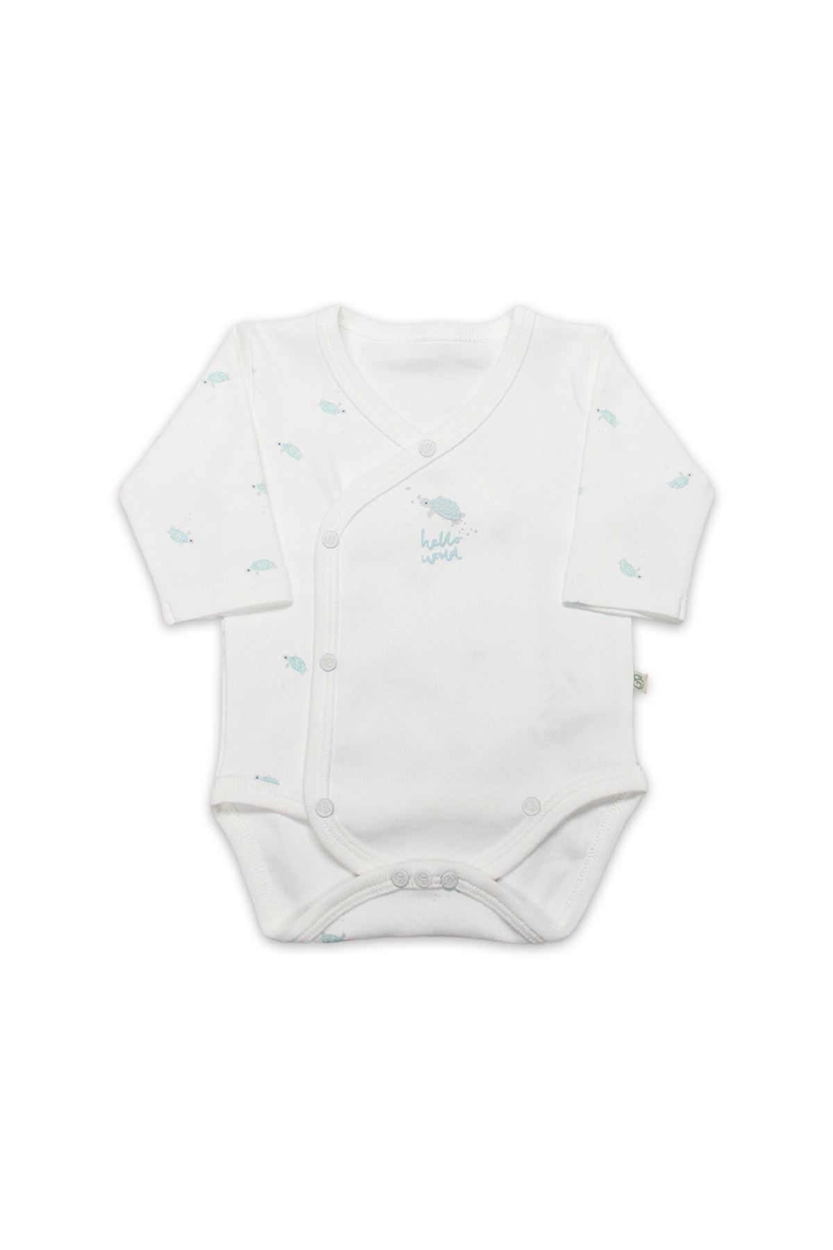 Bi̇style Kruvaze Body Uzun Kol Hello World 17109 Mint