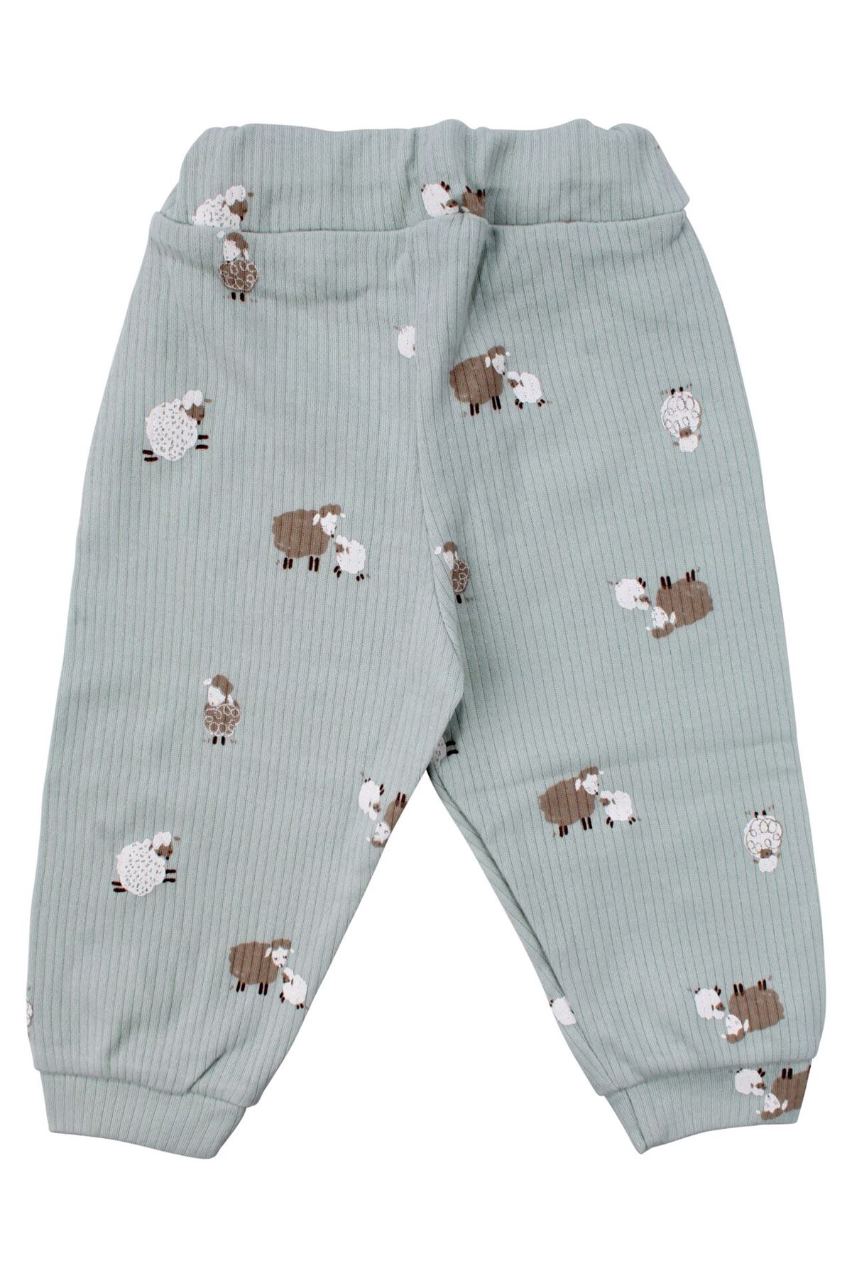 Unisex Yeşil Kuzulu Desenli Çıtçıtlı Pijama Takımı