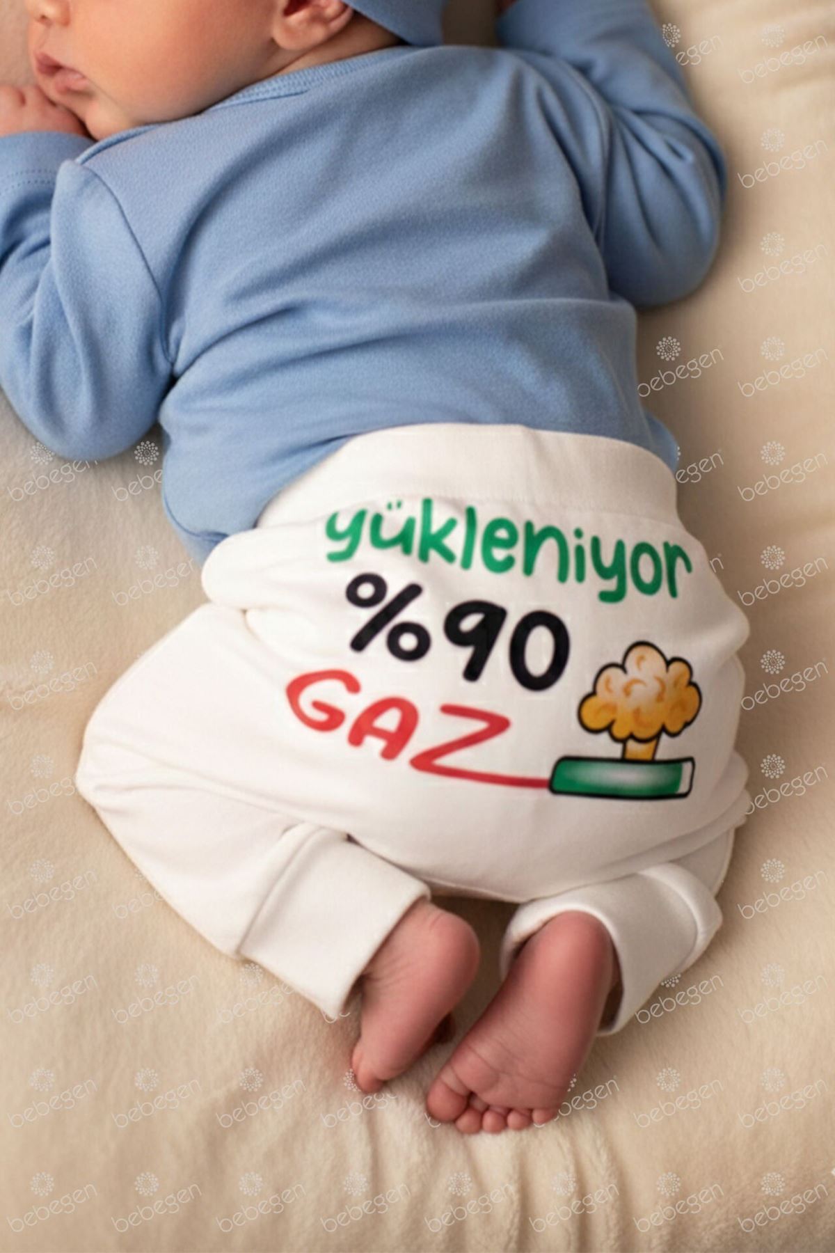 Unisex Ekru Yükleniyor %90 Gaz Baskılı Manşetli Tek Alt