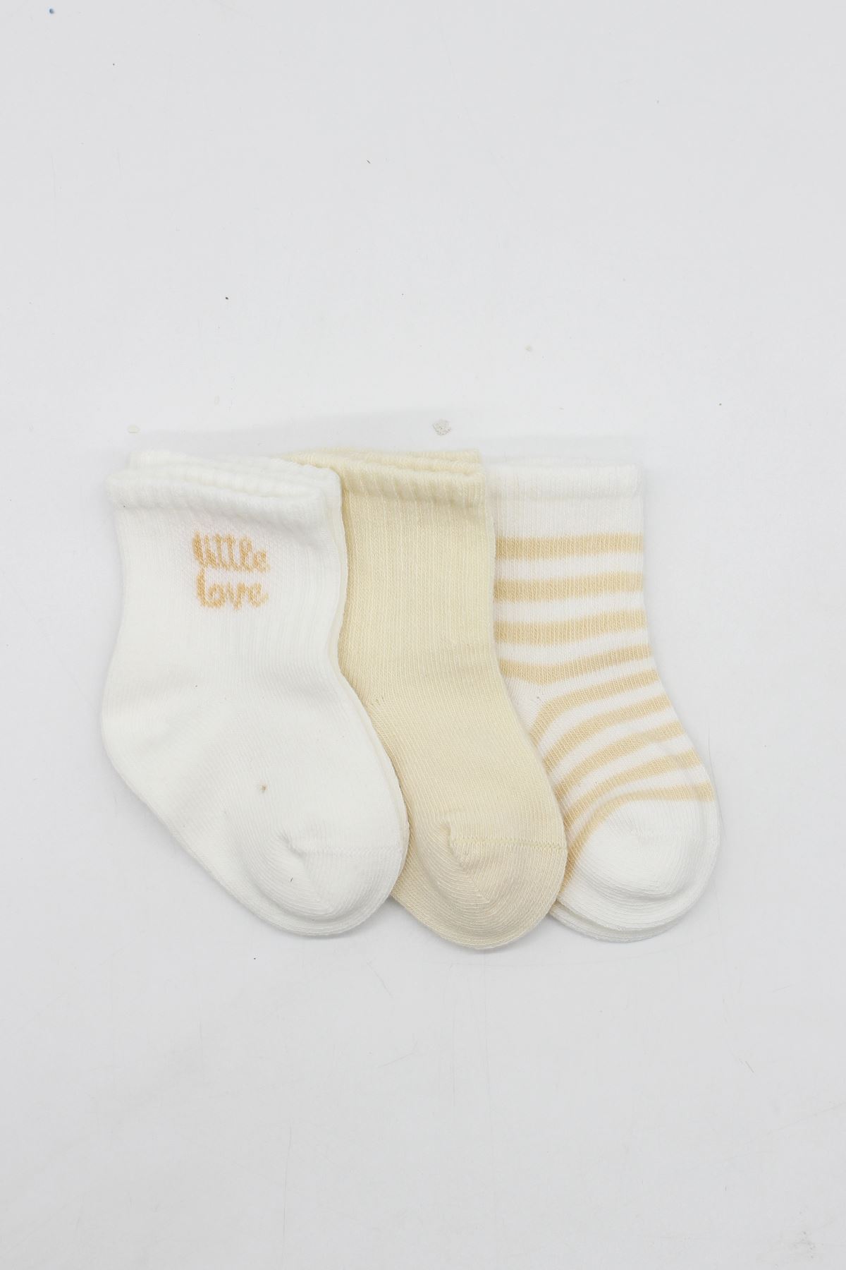Bistyle Little Love Girl 3'lü Penye Soket Çorap 10137 Ekru