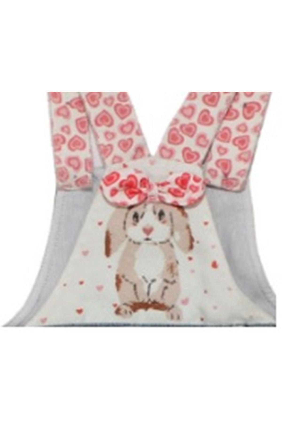 Kız Çocuk Tavşan Baskılı Mavi Kot Salopet