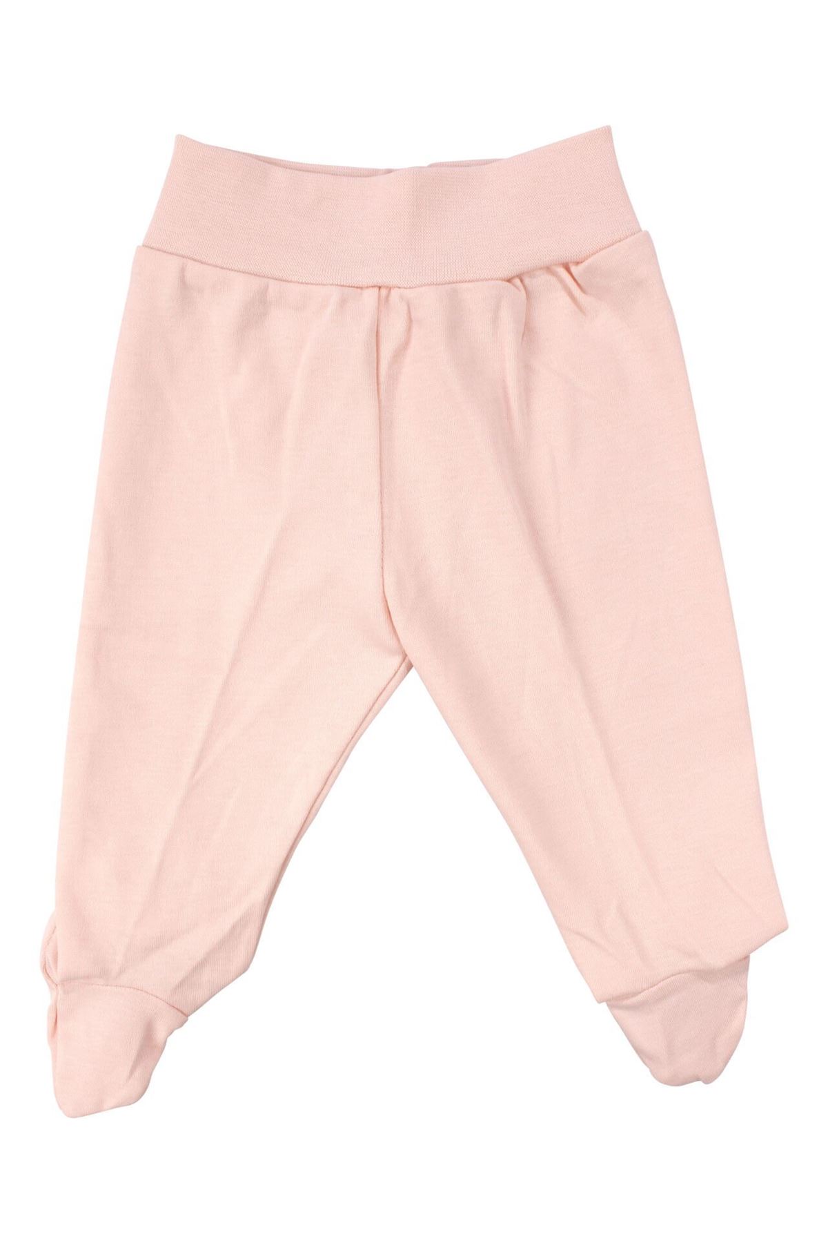 Kız Bebek Somon Çizgili Tavşan Nakışlı Pijama Takımı