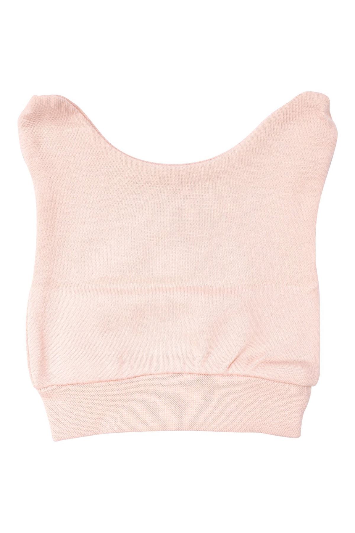 Kız Bebek Somon Çizgili Tavşan Nakışlı Pijama Takımı