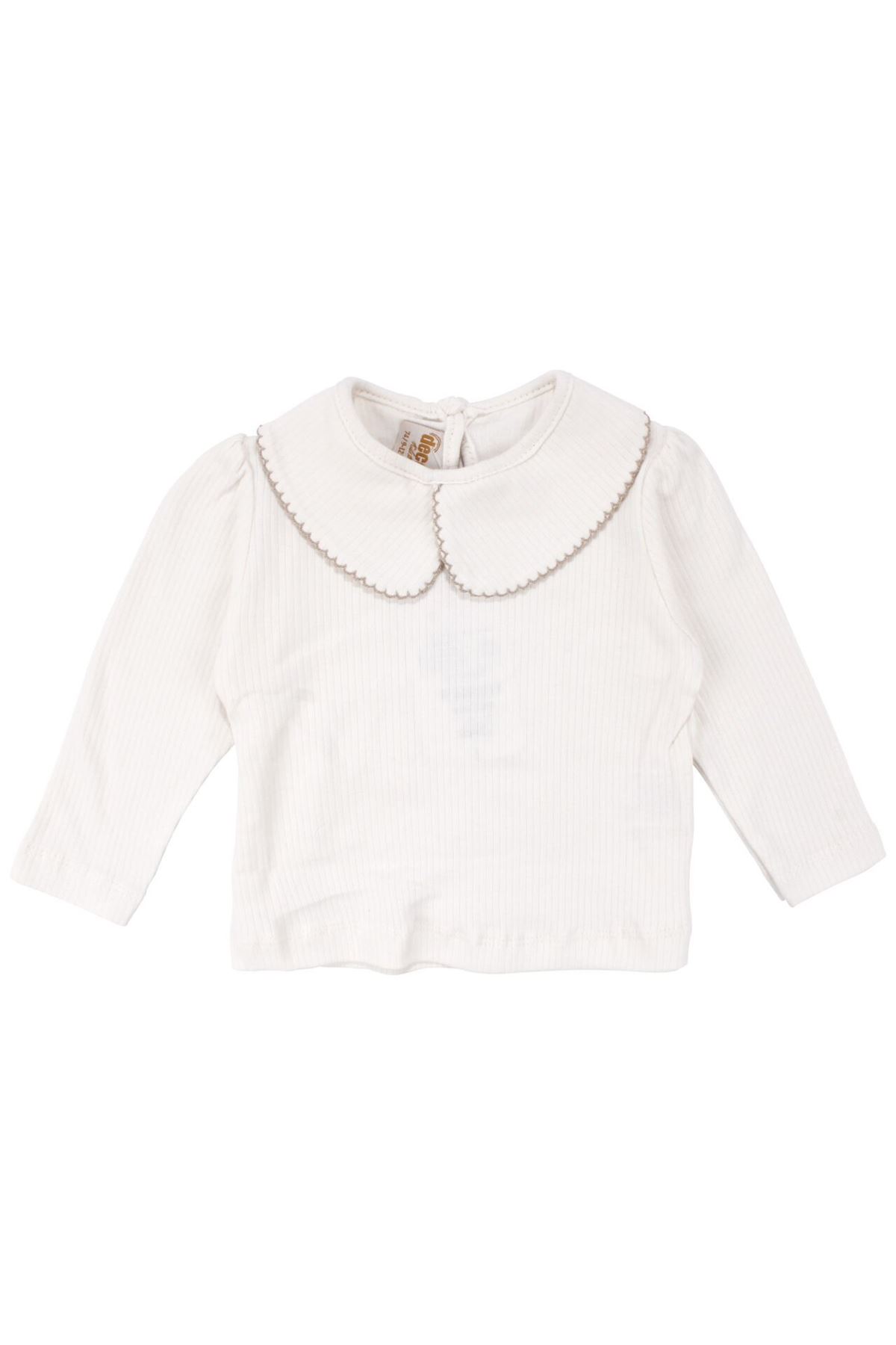 Kız Bebek Ekru Kahve Ekoseli Fiyonklu Salopet Elbise Takım