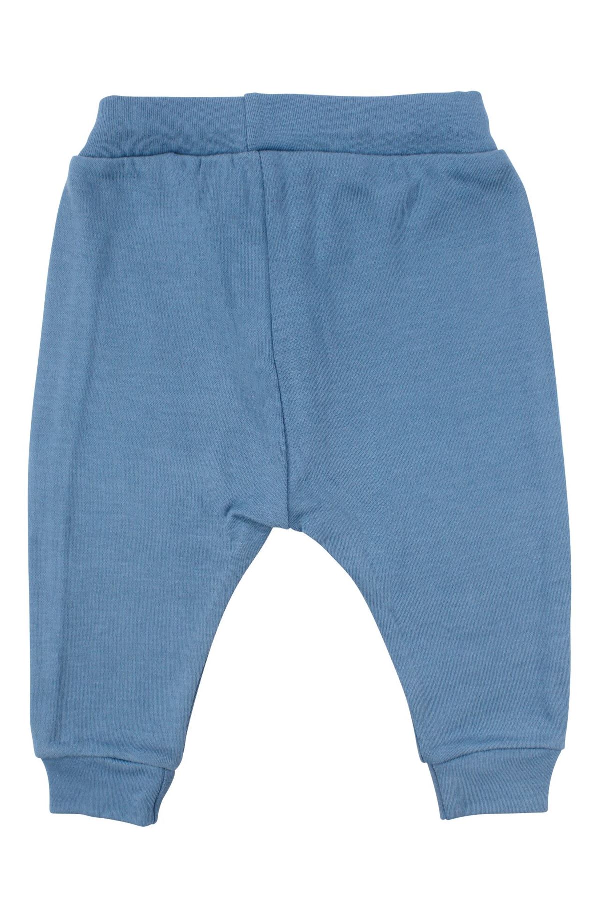 Erkek Bebek Mavi Kahve Ayı Nakışlı İpli İkili Takım