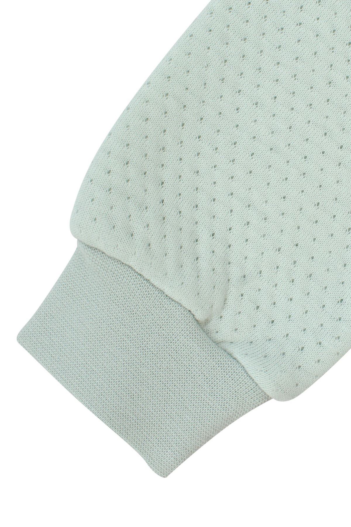 Kız Bebek Su Yeşili Kapitoneli Kapüşonlı Çıtçıtlı Me Nakışlı Hırka