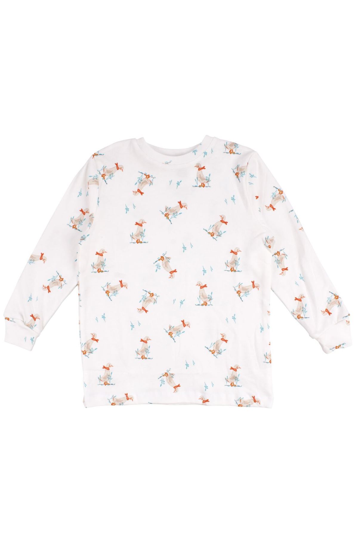 Unisex Ekru Ördek Baskılı Pijama Takımı