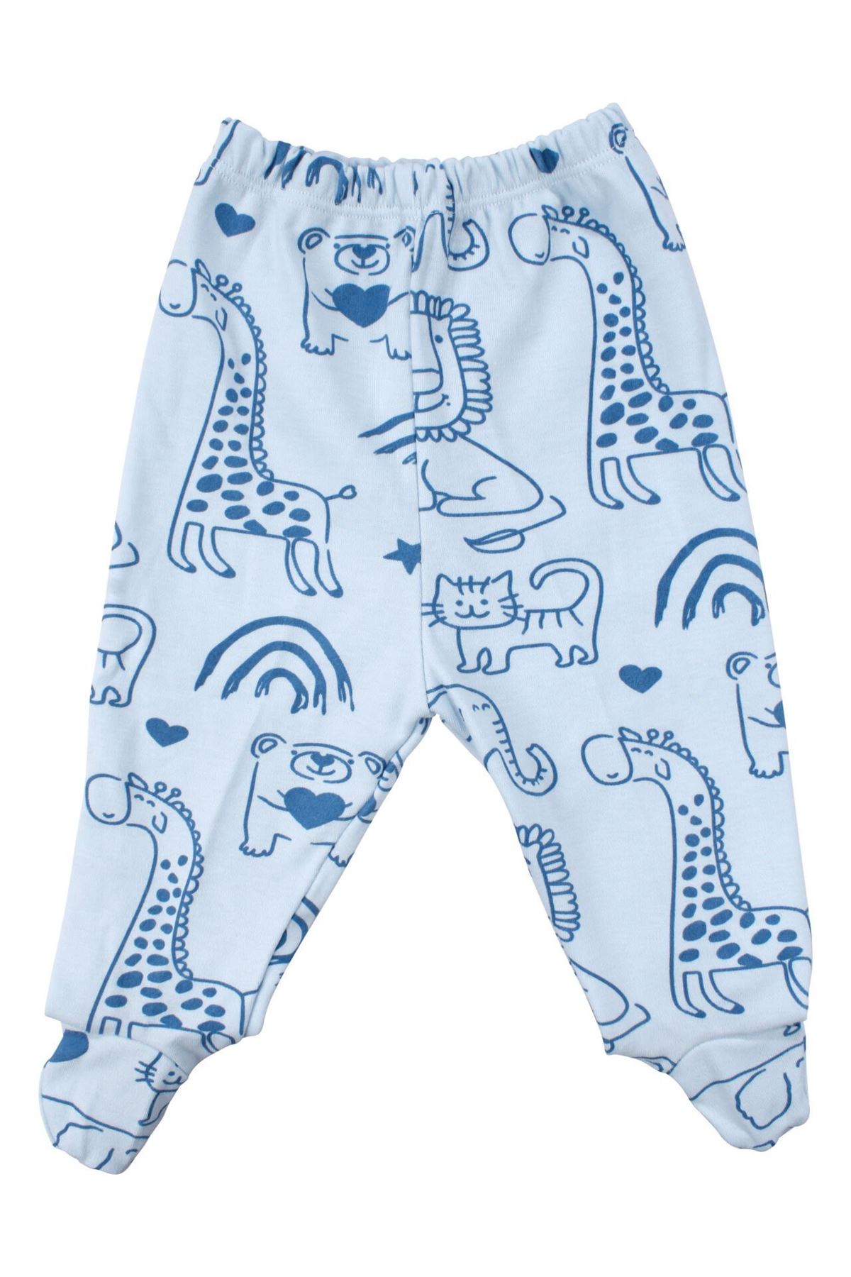 Erkek Bebek Mavi Fil Nakışlı Pijama Takımı