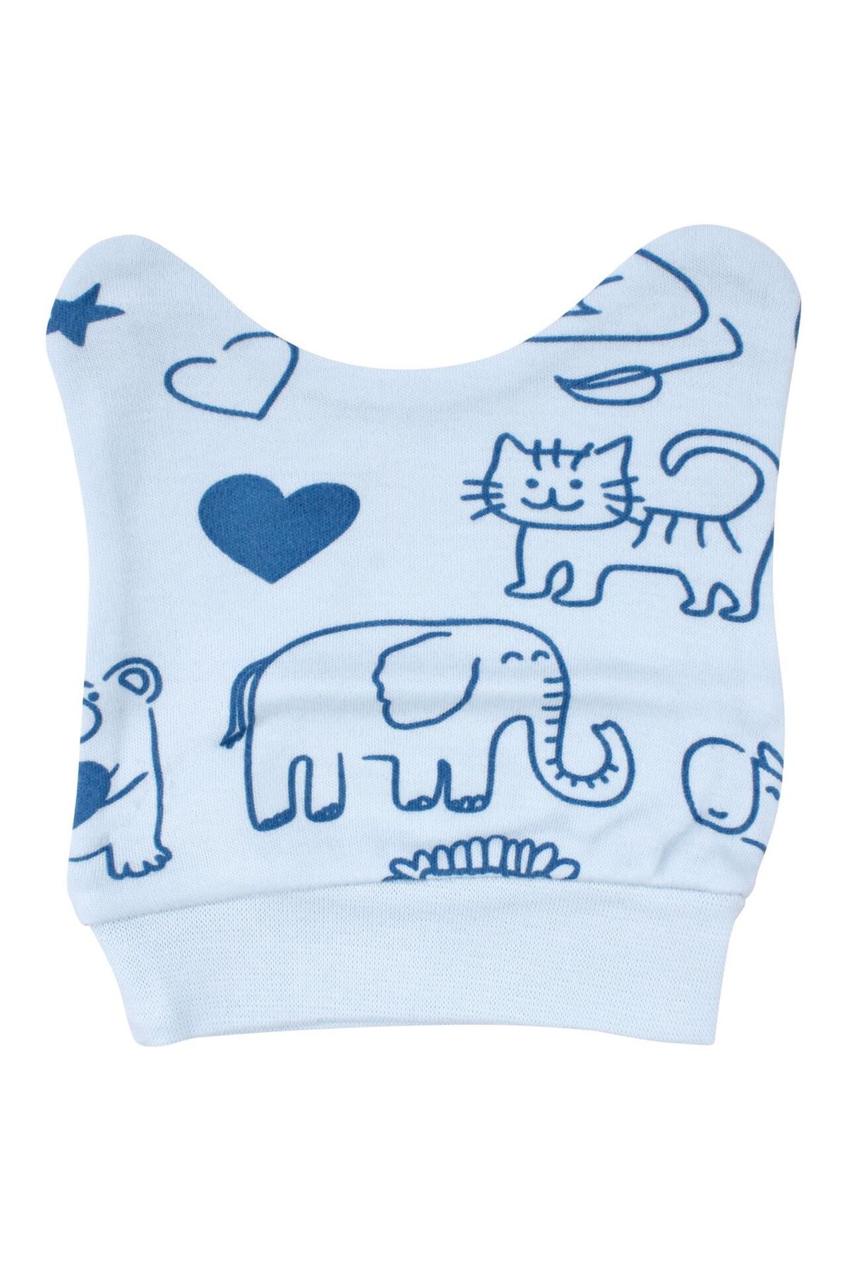 Erkek Bebek Mavi Fil Nakışlı Pijama Takımı