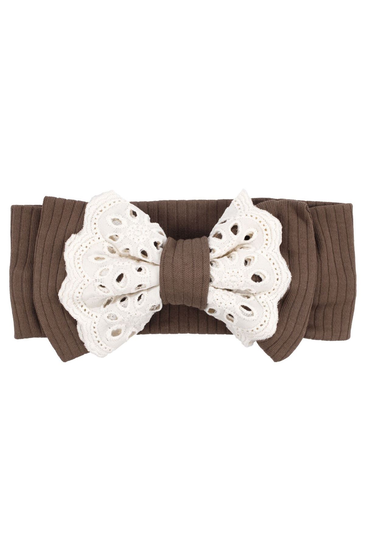 Kız Bebek Kahve Fisto Yakalı Fiyonklu Bandanalı Tulum