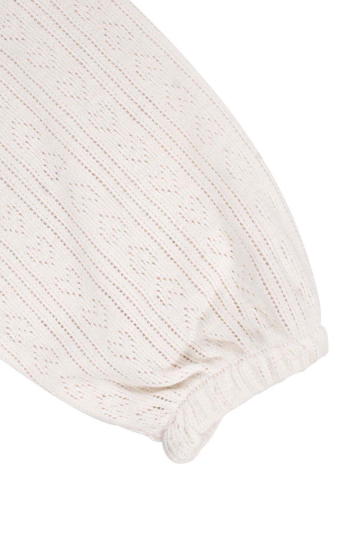 Kız Bebek Ekru Sarı Çiçek Nakışlı Patikli Yakalı Tulum