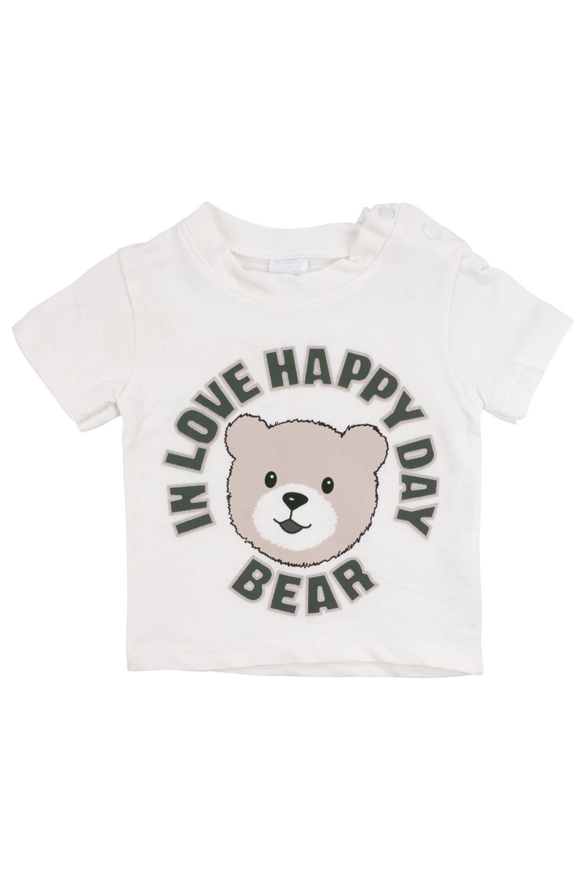 Erkek Bebek Ekru Yeşil Ekose Desenli Şönil Ceketli 3'lü Takım