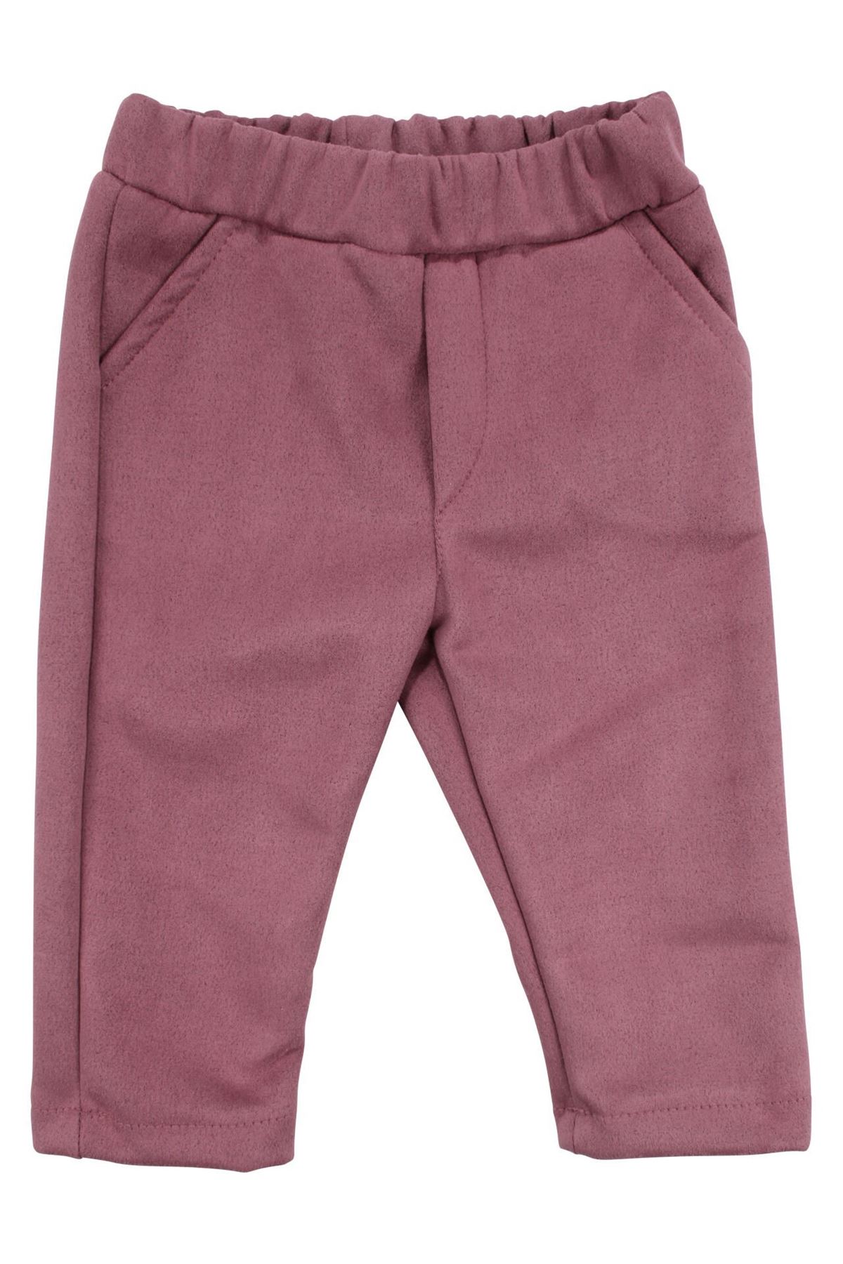 Kız Bebek Ekru Pembe Peluş Yelekli Müslin Gömlekli 3'lü Lüks Takım