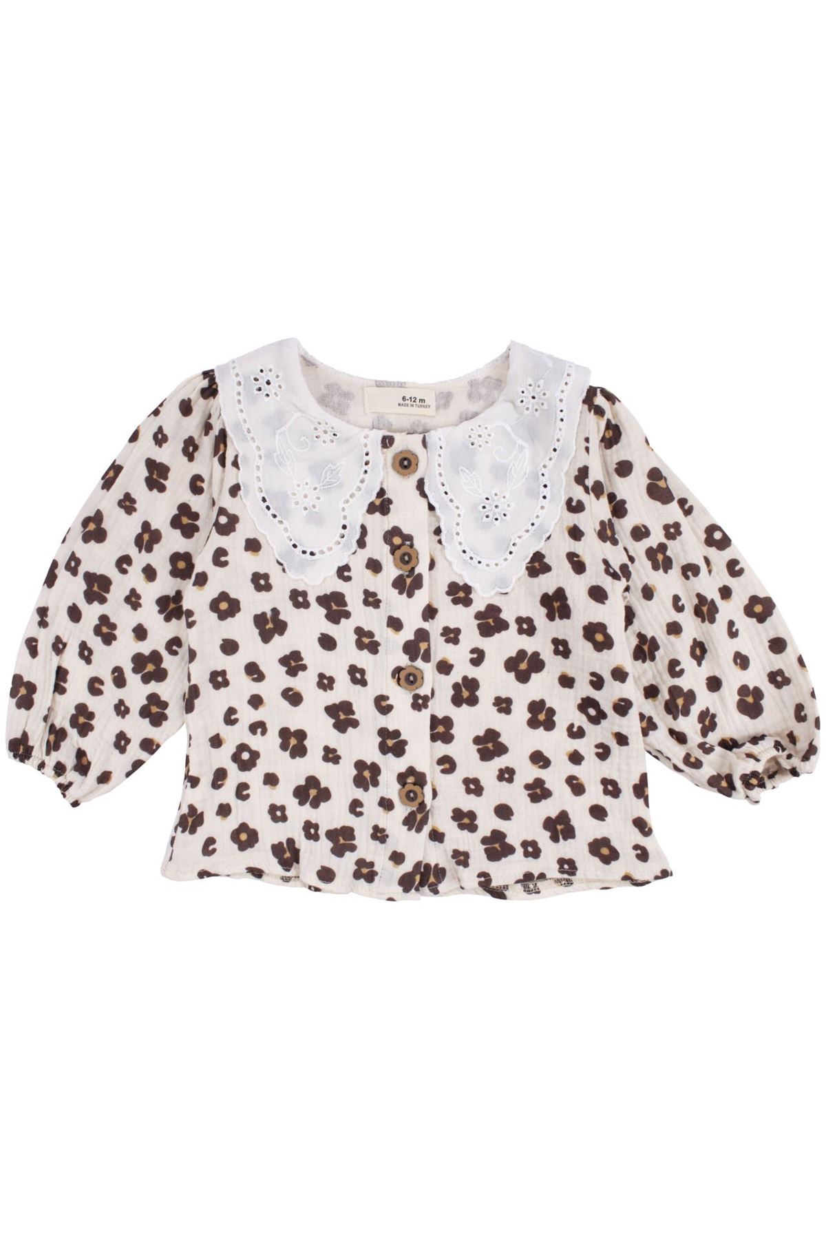 Kız Bebek Ekru Bordo Çiçek Desenli Şort Etekli 3'lü Lüks Takım