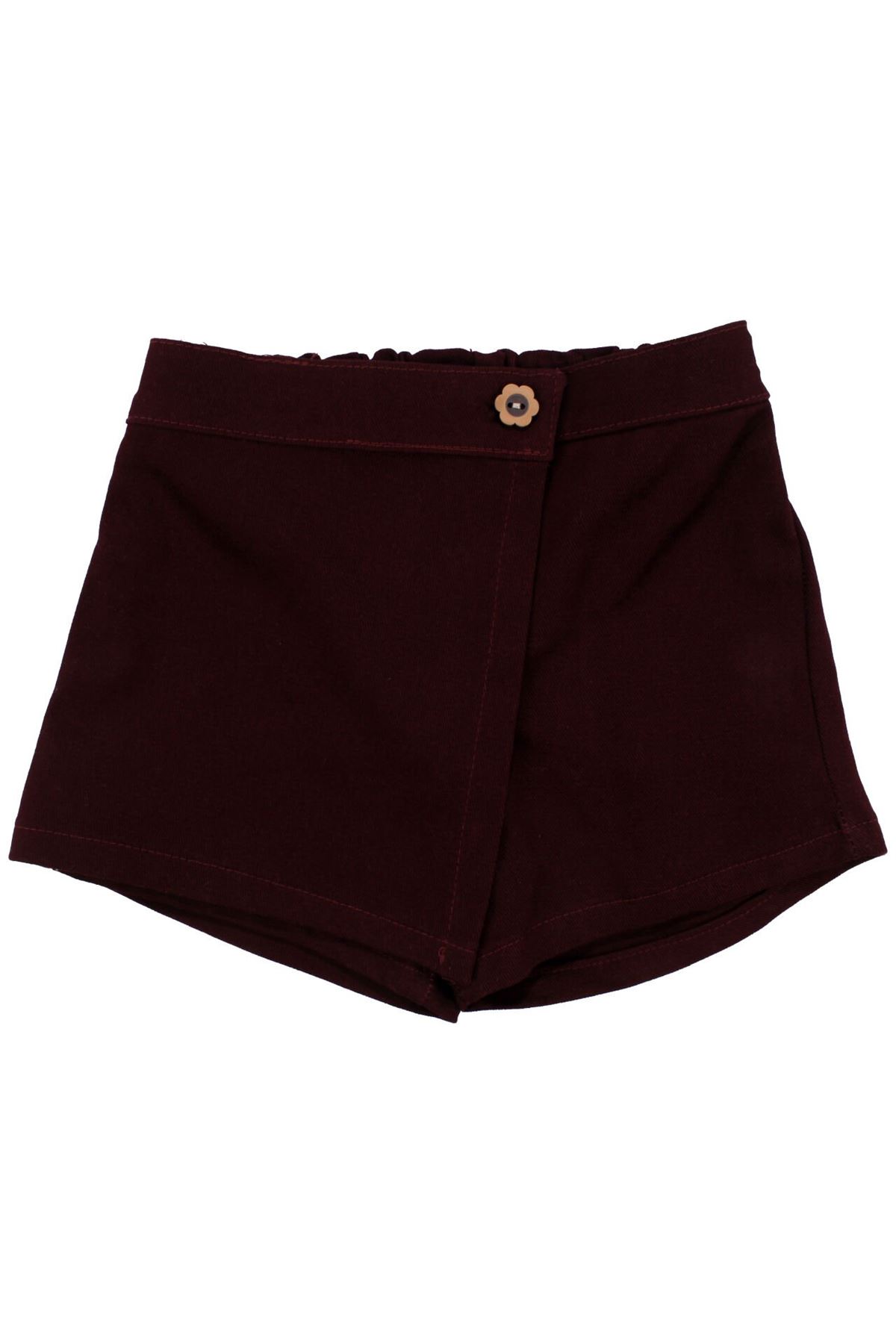 Kız Bebek Ekru Bordo Çiçek Desenli Şort Etekli 3'lü Lüks Takım