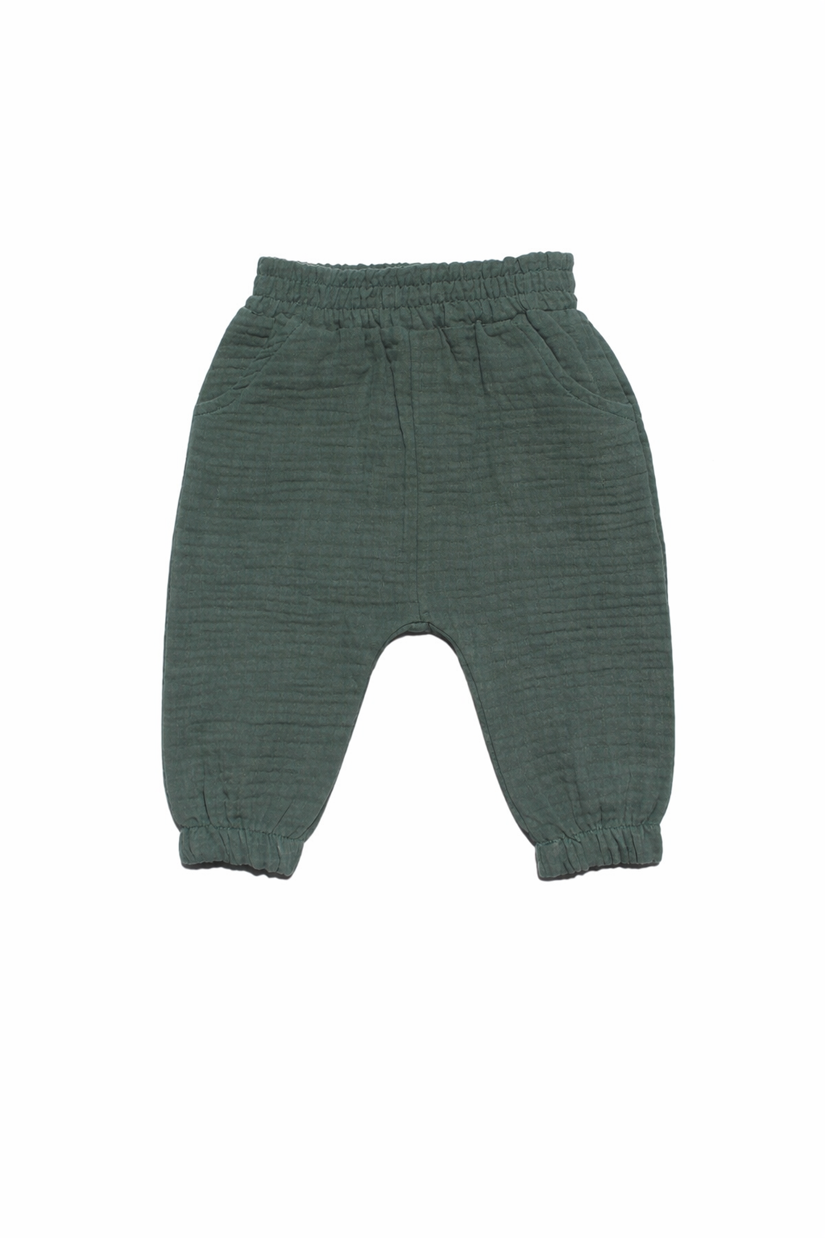 Erkek Bebek Gri Yeşil Müslin Pantolonlu Kaplan Baskılı 2'li Takım