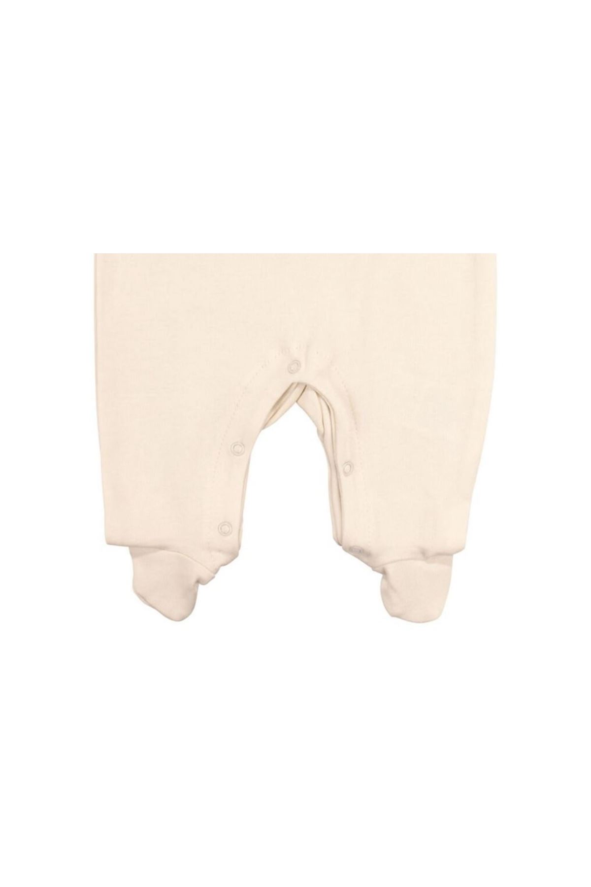 Kız Bebek Ekru Fistolu Yakalı Düğmeli Patikli Tulum