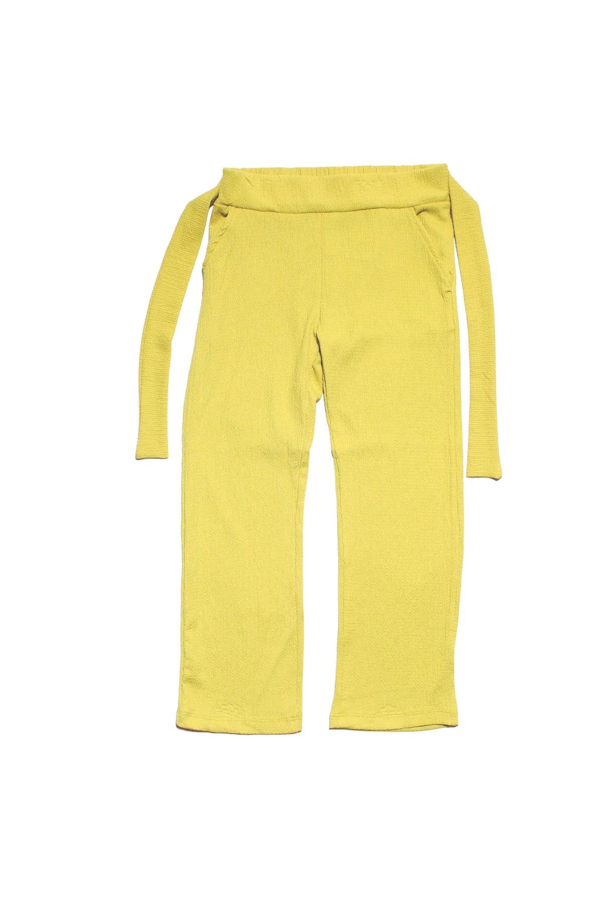 Kız Çocuk Yeşil Beyaz Papatya Nakışlı Bürümcük Pantolonlu 2'Li Takım