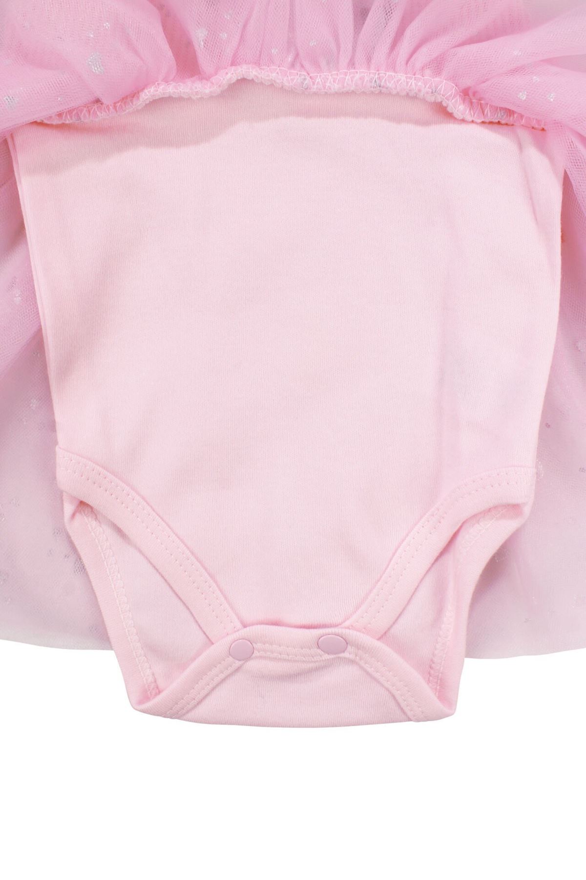 Kız Bebek Pembe Tüllü Kalpli Zıbınlı Elbise