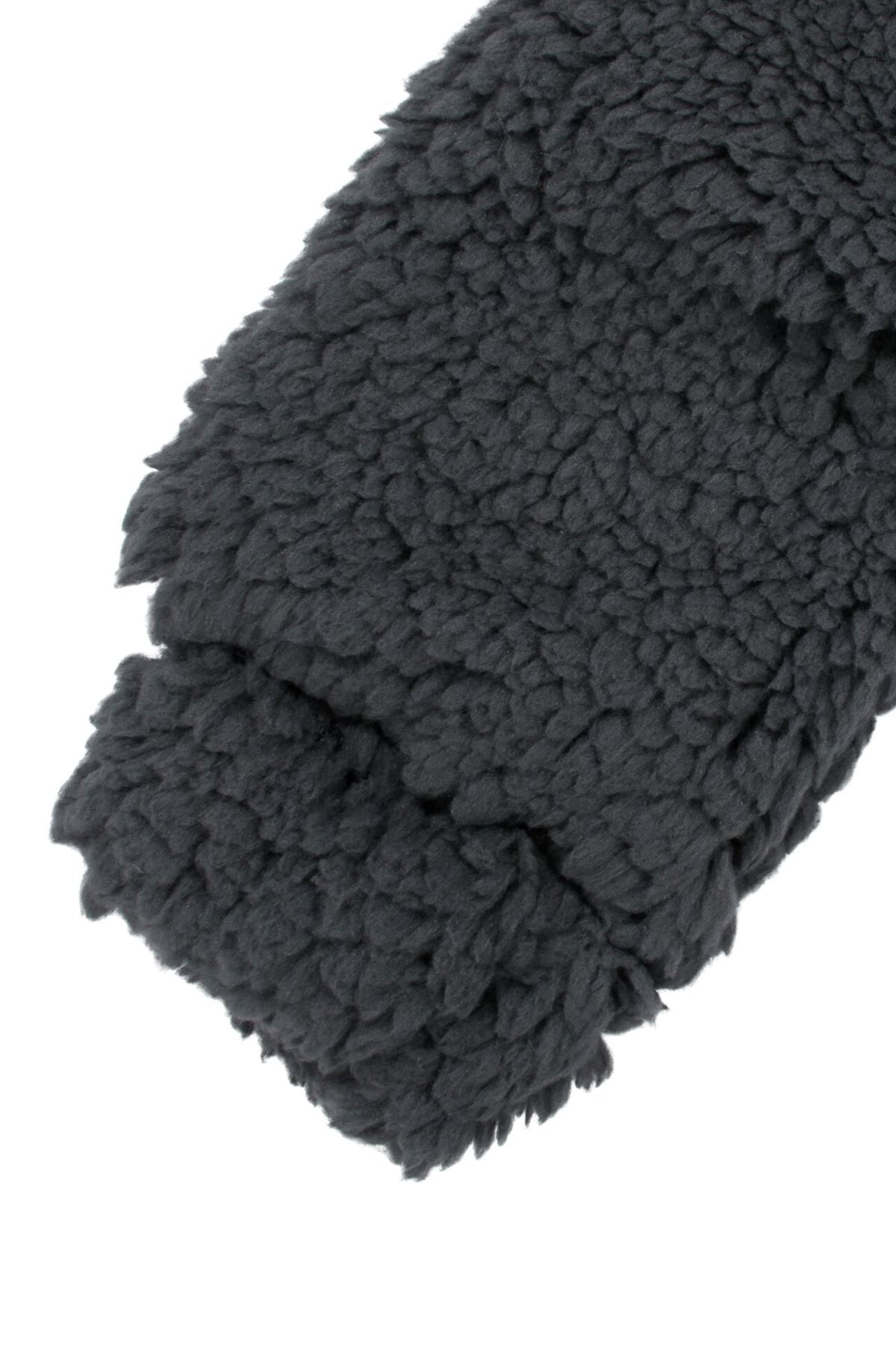 Unisex Füme Ayı Nakışlı Kapşonlu Peluş Tulum