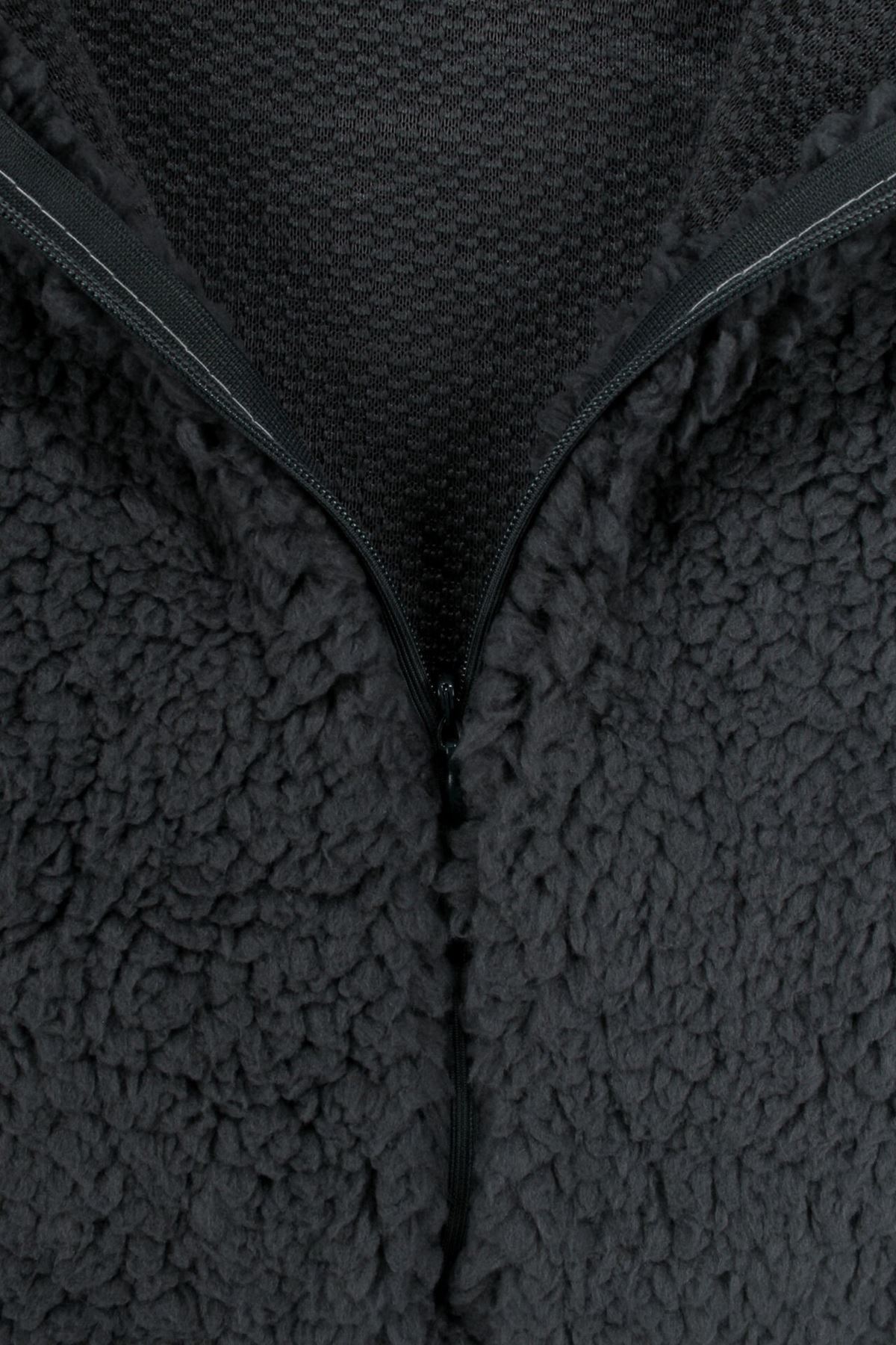 Unisex Füme Ayı Nakışlı Kapşonlu Peluş Tulum