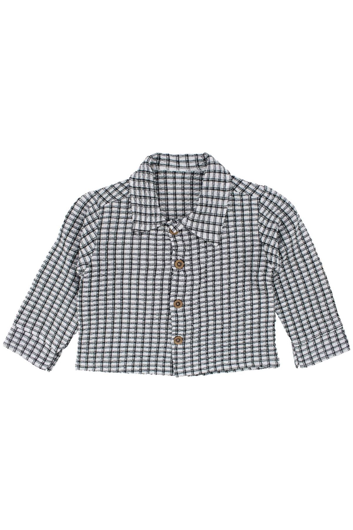 Erkek Bebek Gri Ekose Gömlekli Çizgili Ceketli 3'lü Lüks Takım