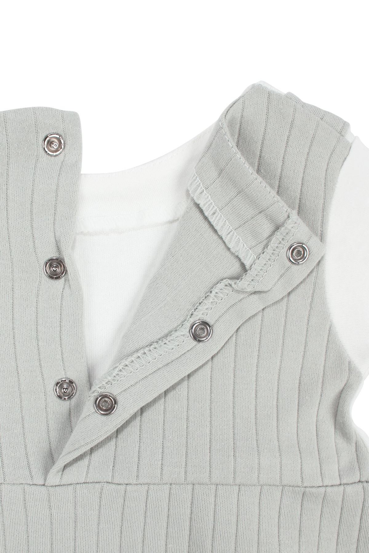 Kız Bebek Ekru Yeşil Fistolu Fiyonklu Bandanalı Patikli Tulum