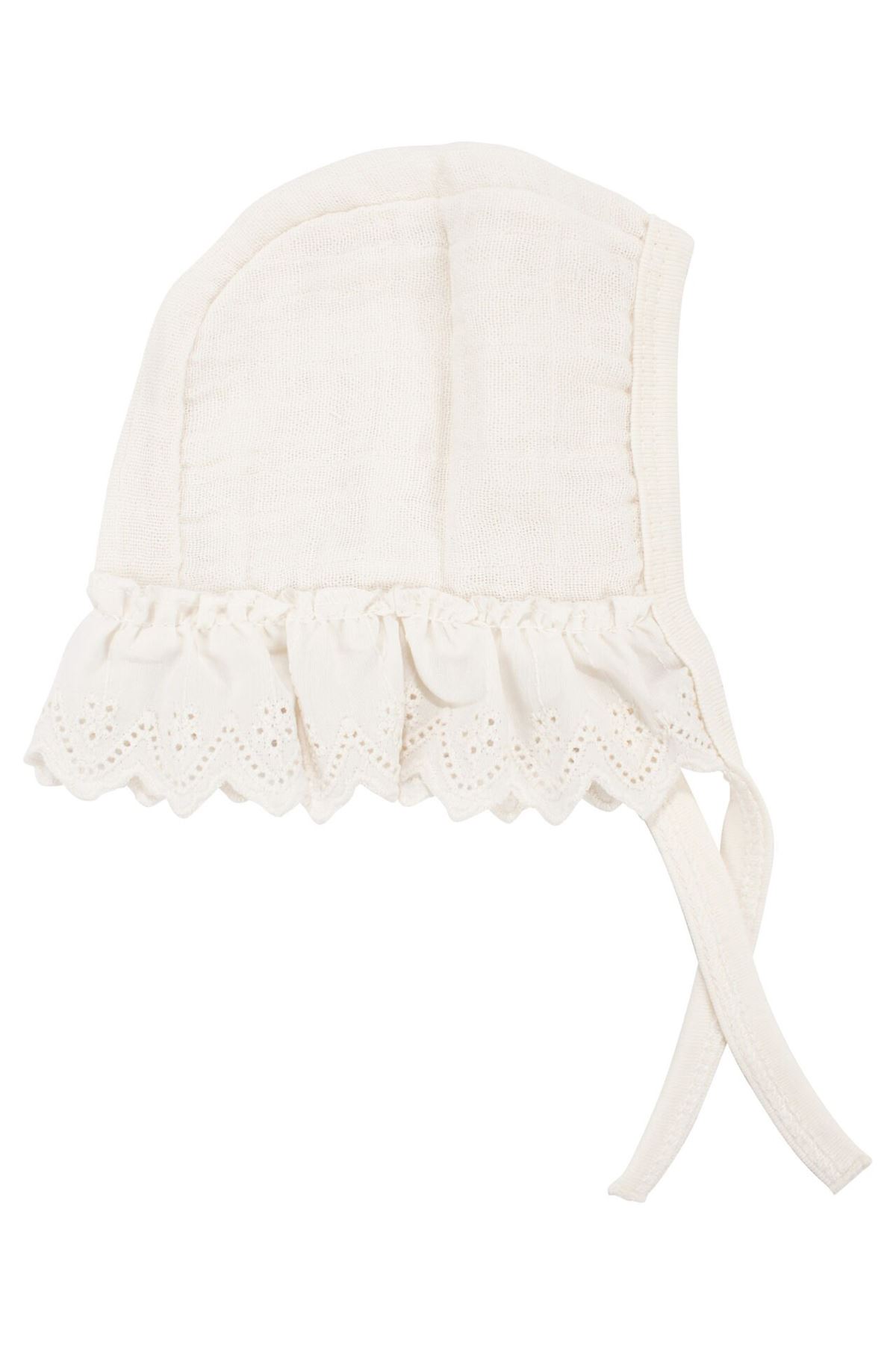Kız Bebek Ekru Dantelli Yakalı Fiyonklu Bandanalı Tulum