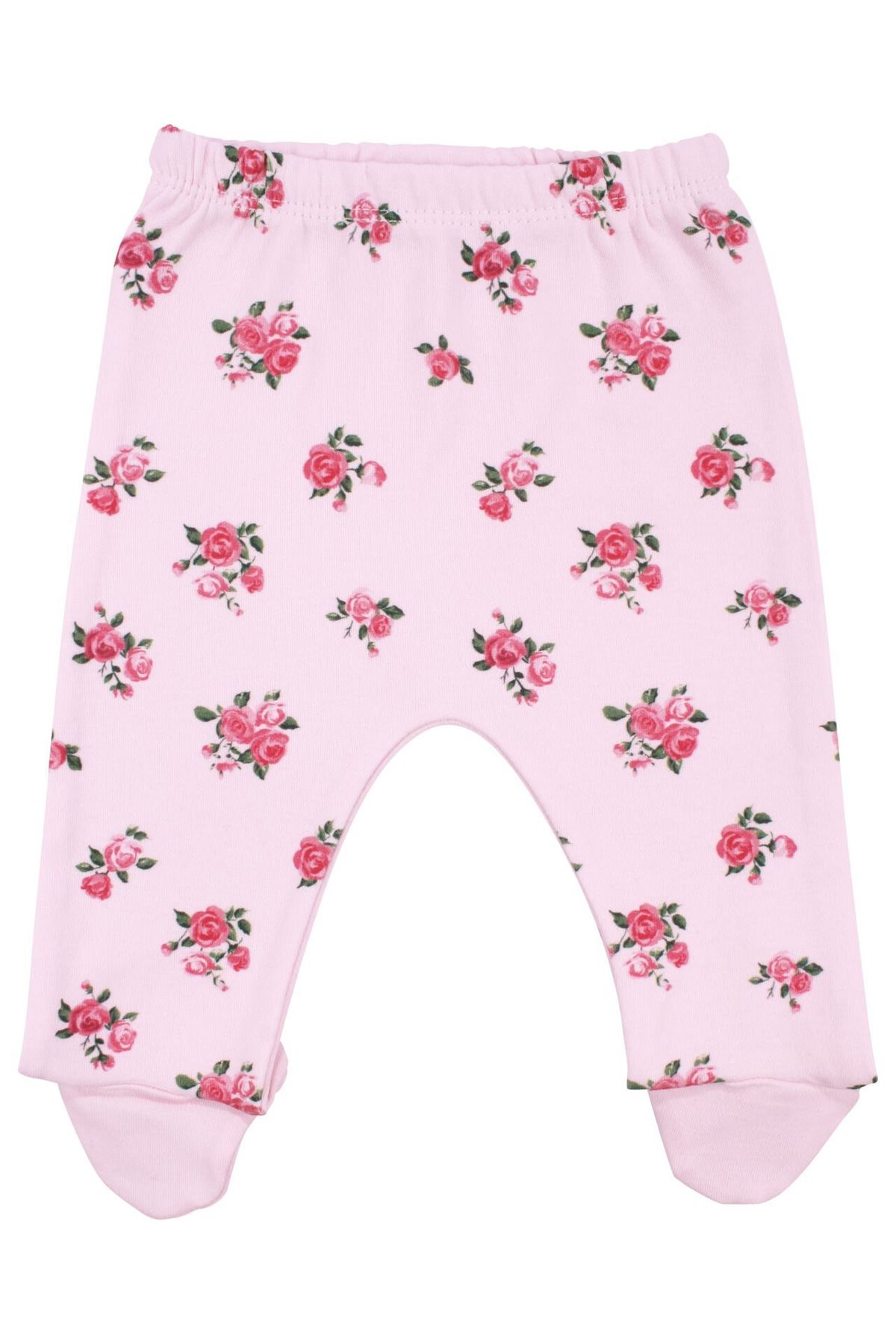 Kız Bebek Pembe Güllü Kanaviçe Nakışlı 3'lü Pijama Takımı