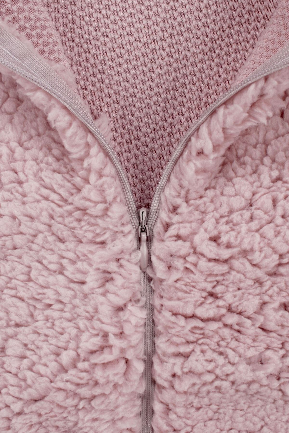 Unisex Pembe Ayı Nakışlı Kapşonlu Peluş Tulum