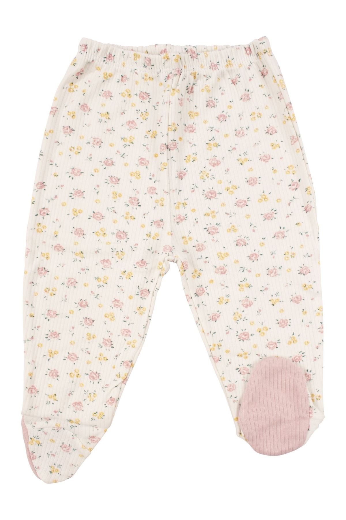 Kız Bebek Ekru Pudra Çiçek Nakışlı Fırfırlı 5 Parça Hastane Çıkış Seti