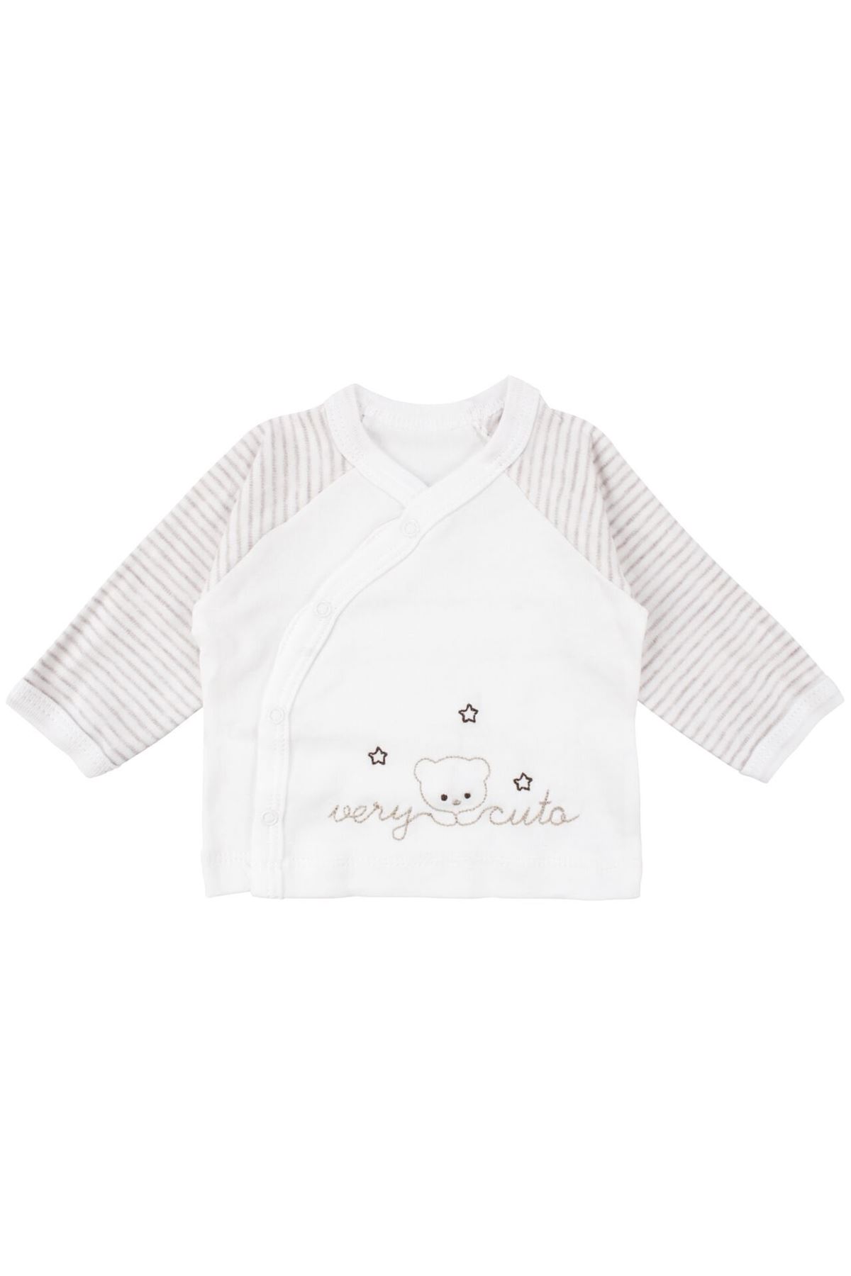 Unisex Ekru Very Cute Nakışlı 5 Parça Organik Hastane Çıkış Seti