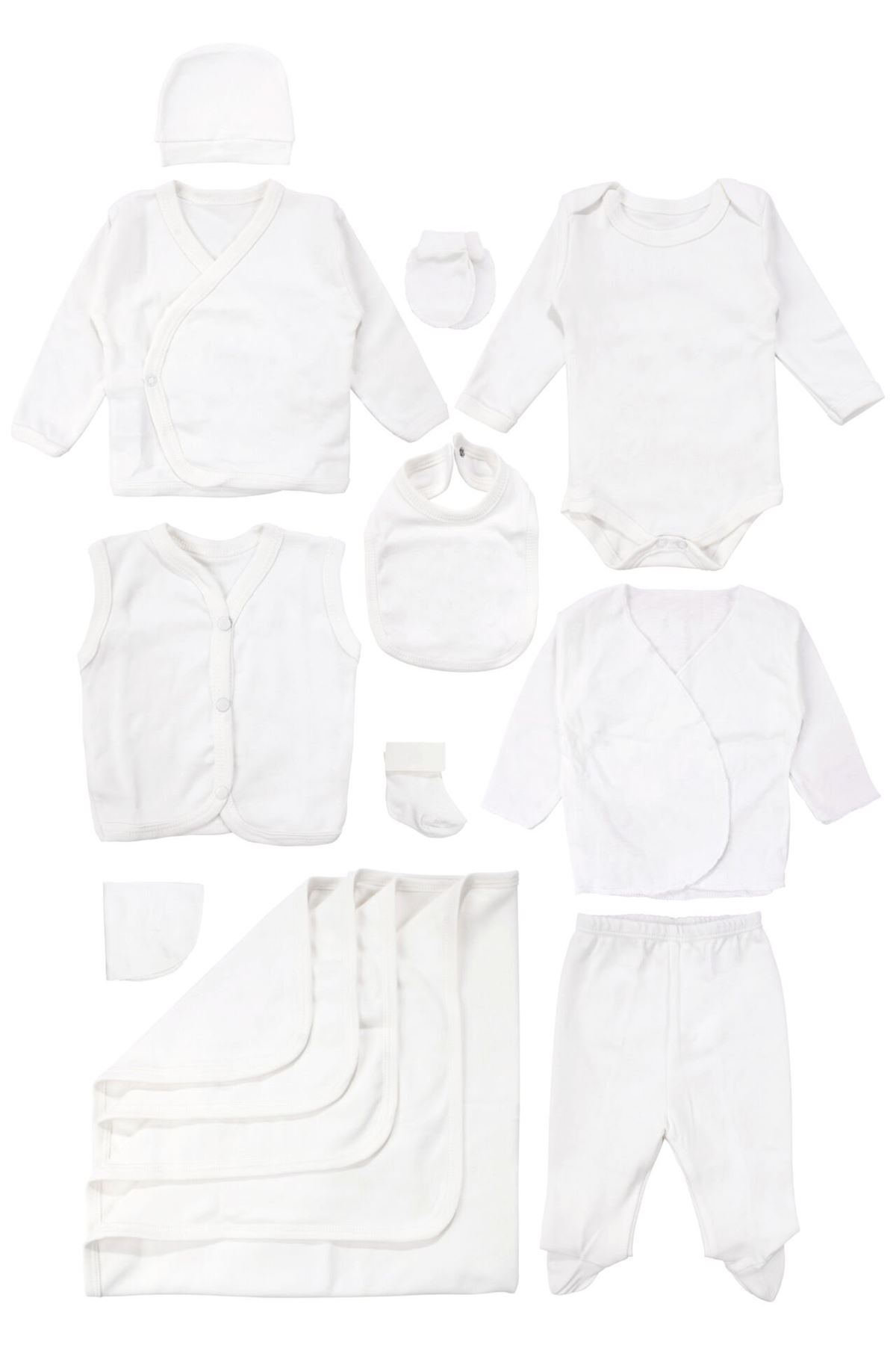 Unisex Ekru Organik 10 Parça Hastane Çıkış Seti