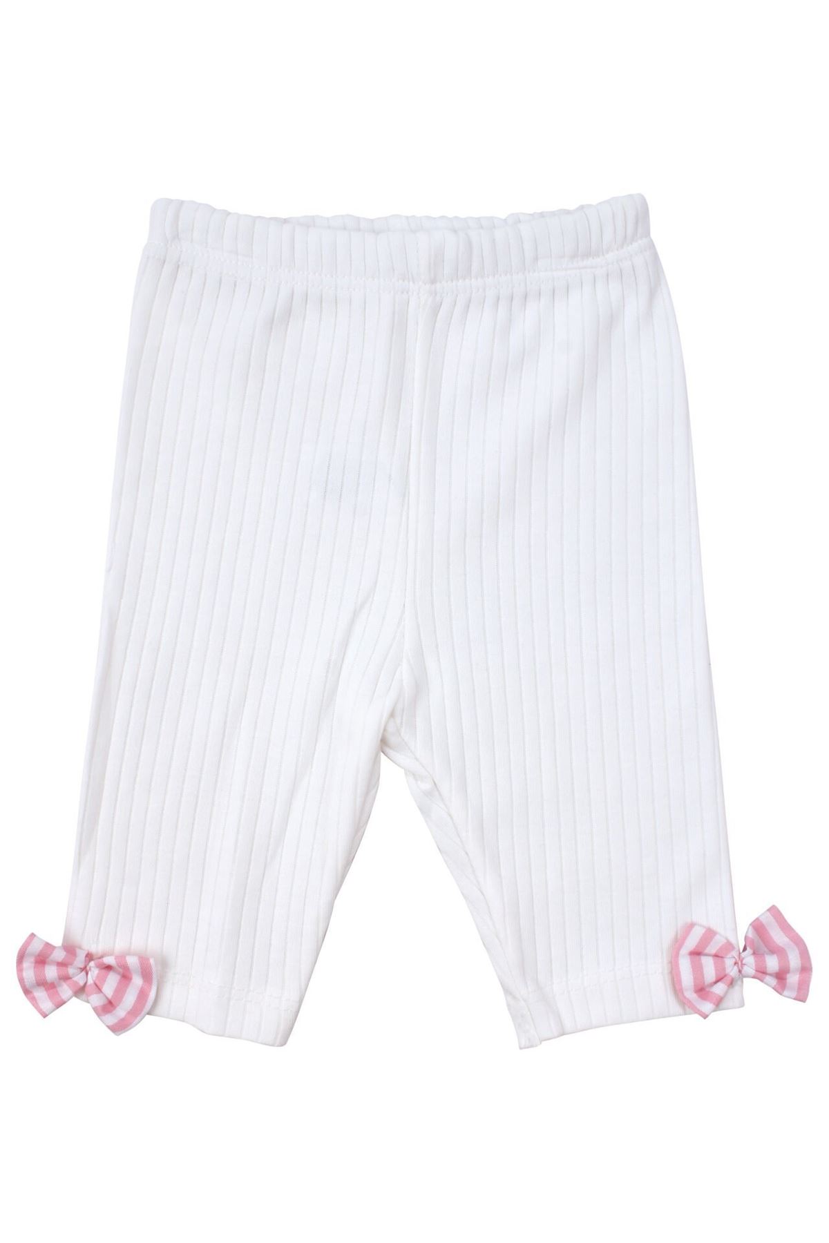 Kız Bebek Pembe Beyaz Çizgili Fırfırlı 2'li Takım