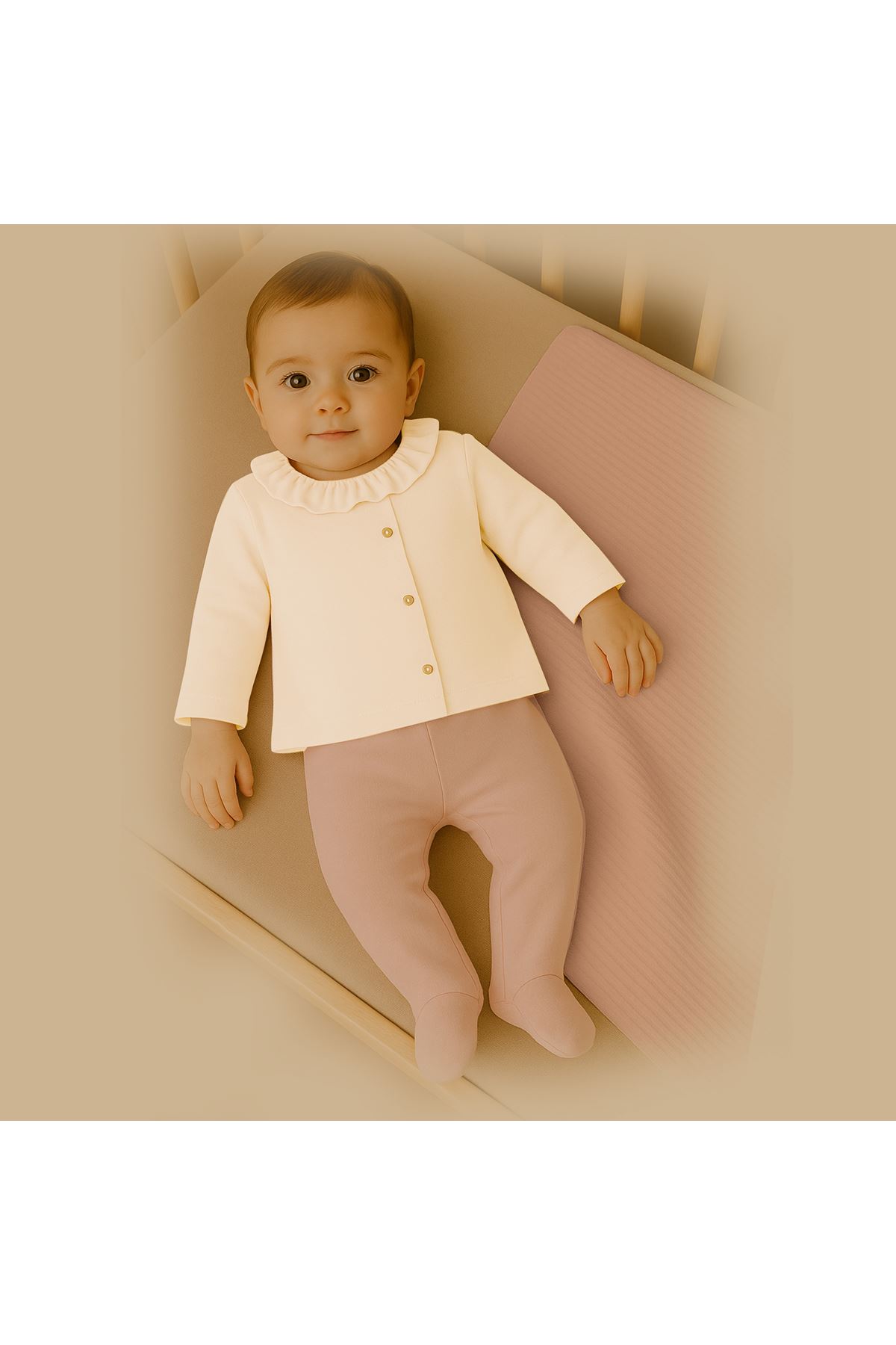 Bistyle Yenidoğan Zıbın Battaniye Prıncess 13113 Ekru Gül Kurusu