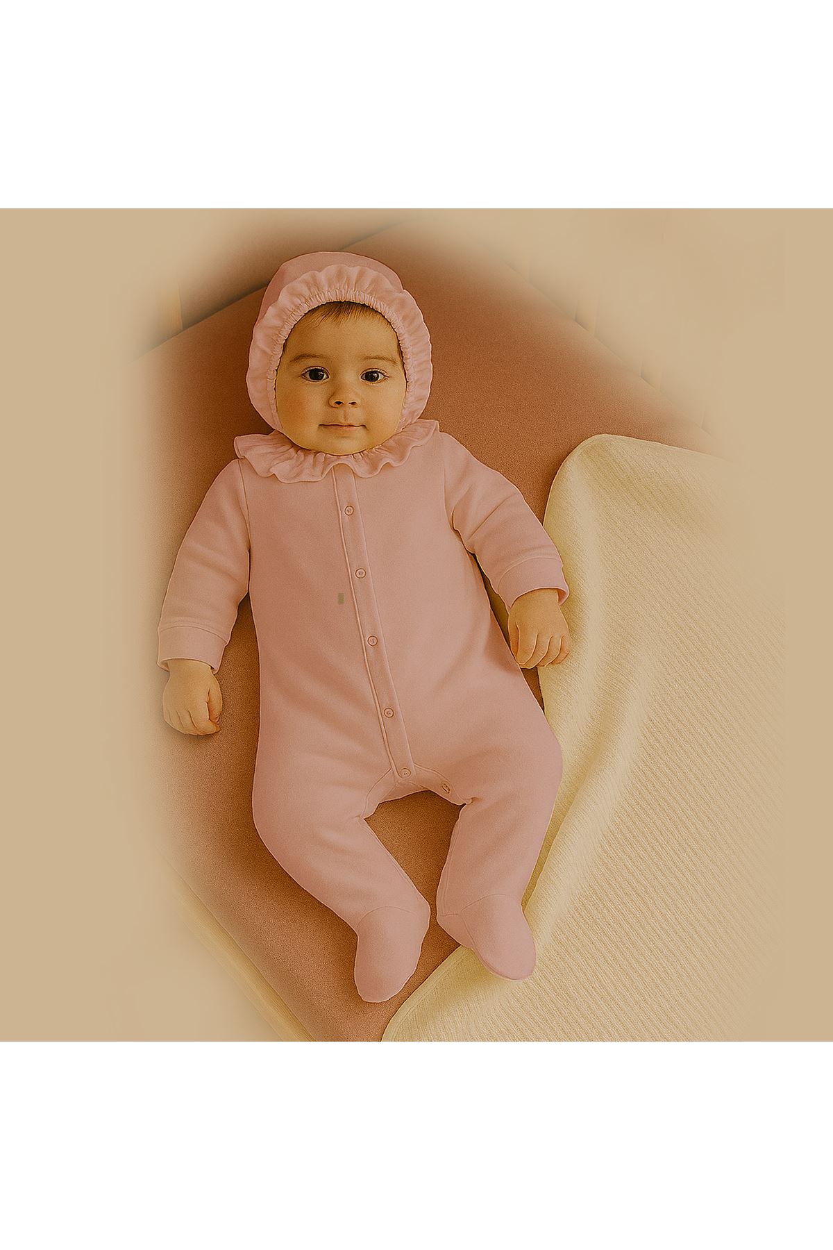 Bistyle Yenidoğan Tulum Battaniye Prıncess 13115 Ekru Gül Kurusu