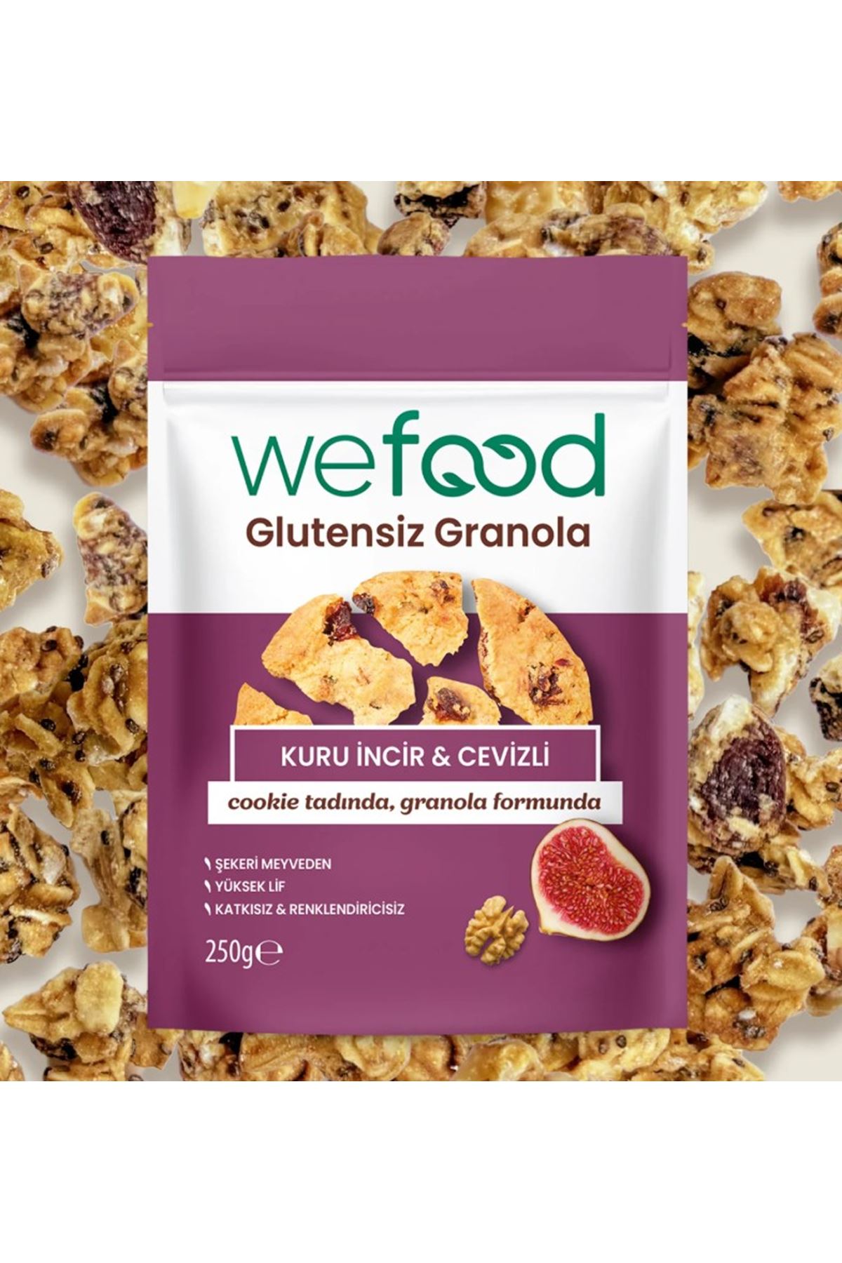 Wefood Glutensiz Granola Kuru İncir ve Cevizli 250 Gr