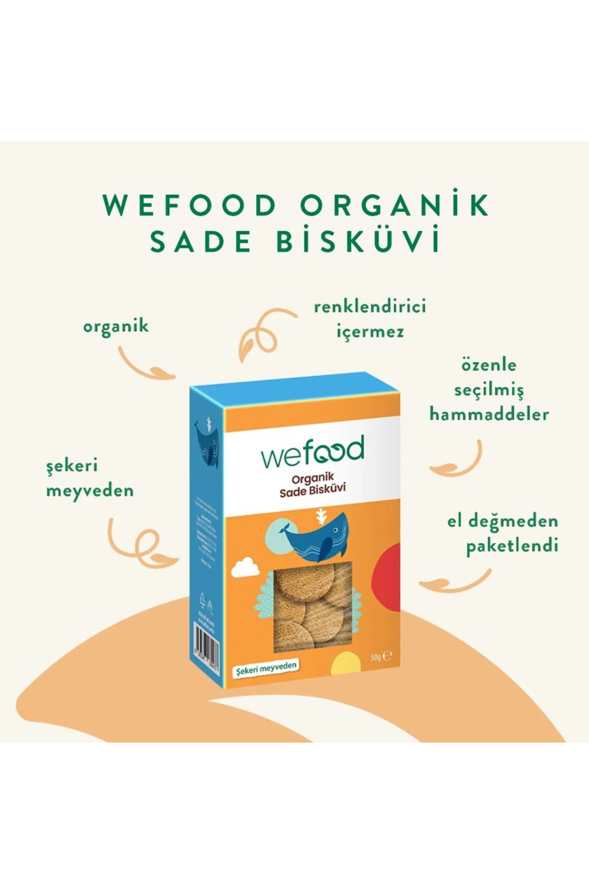 Wefood Organik Kids Sade Bisküvi 50 Gr