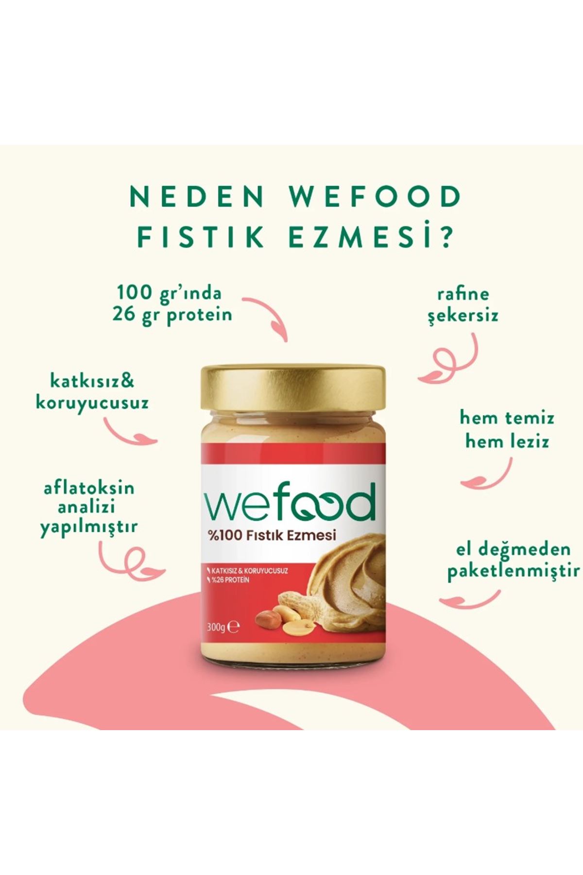 Wefood Yer Fıstığı Ezmesi %100 Sade 300 Gr