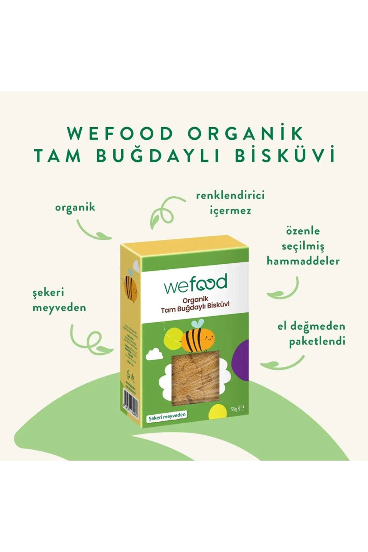 Wefood Organik Kids Tam Buğdaylı Bisküvi 55 Gr