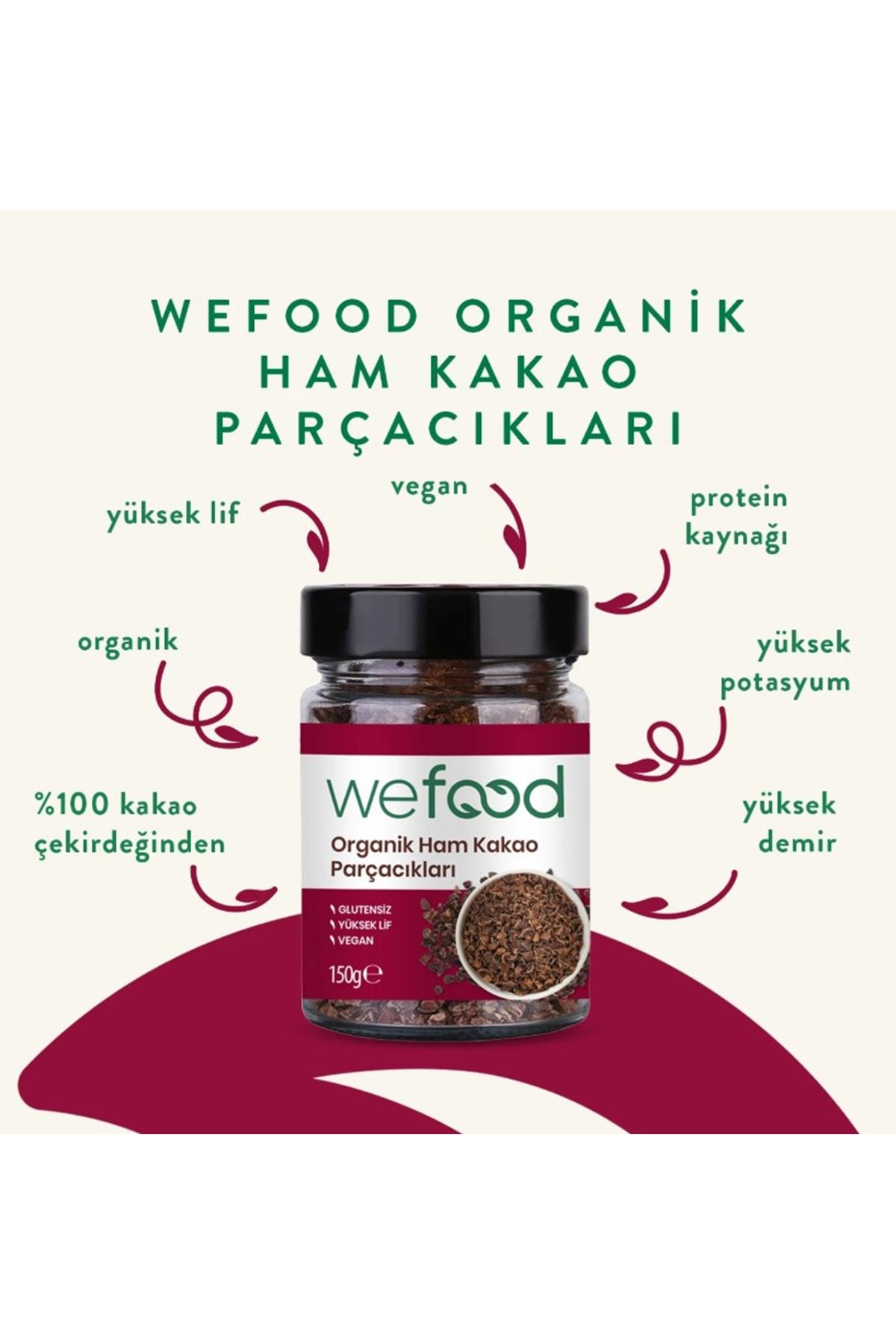 Wefood Organik Ham Kakao Parçacıkları 150 Gr