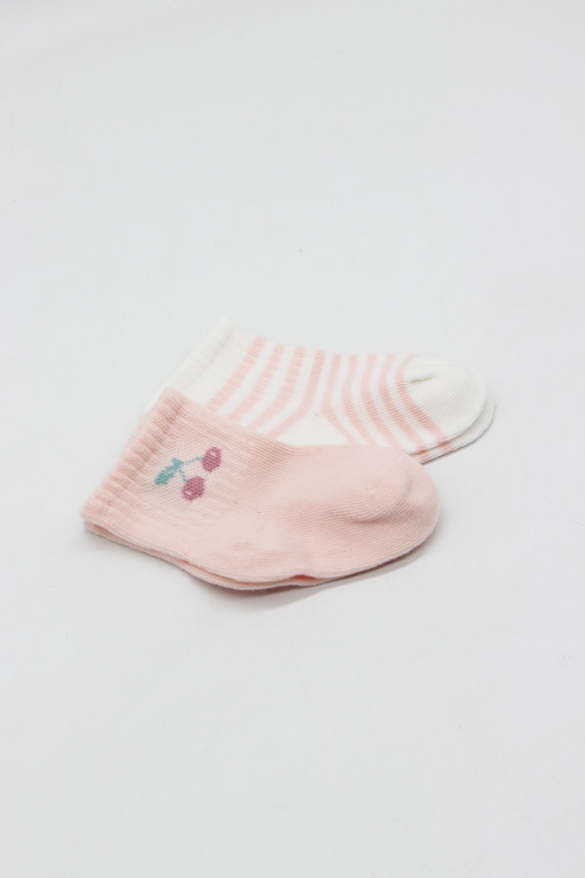 Bistyle Little Girl Penye Soket Çorap 2li 10139 Pembe Ekru