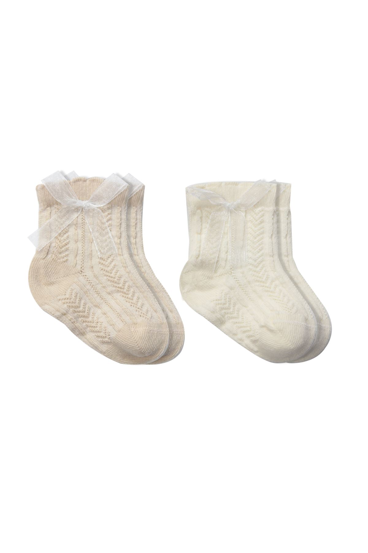 Bistyle Fiyonklu Penye Soket Çorap 2li 10149 Bej