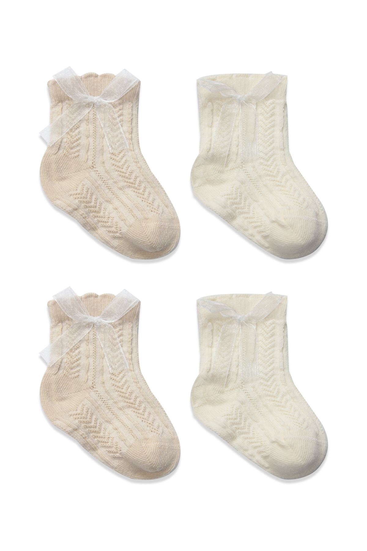 Bistyle Fiyonklu Penye Soket Çorap 2li 10149 Bej