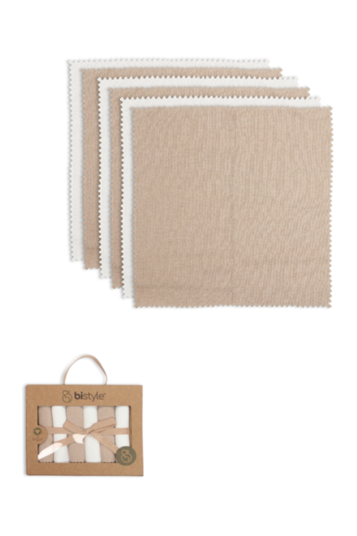 Bistyle Colours Kutulu 6lı Penye Mendil 20x20 90161 Ekru Kahve